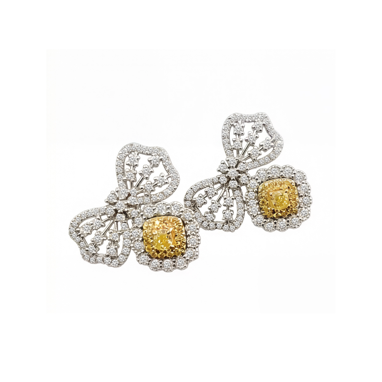 GIA 18k鑽石黃鑽蜜蜂耳釘
