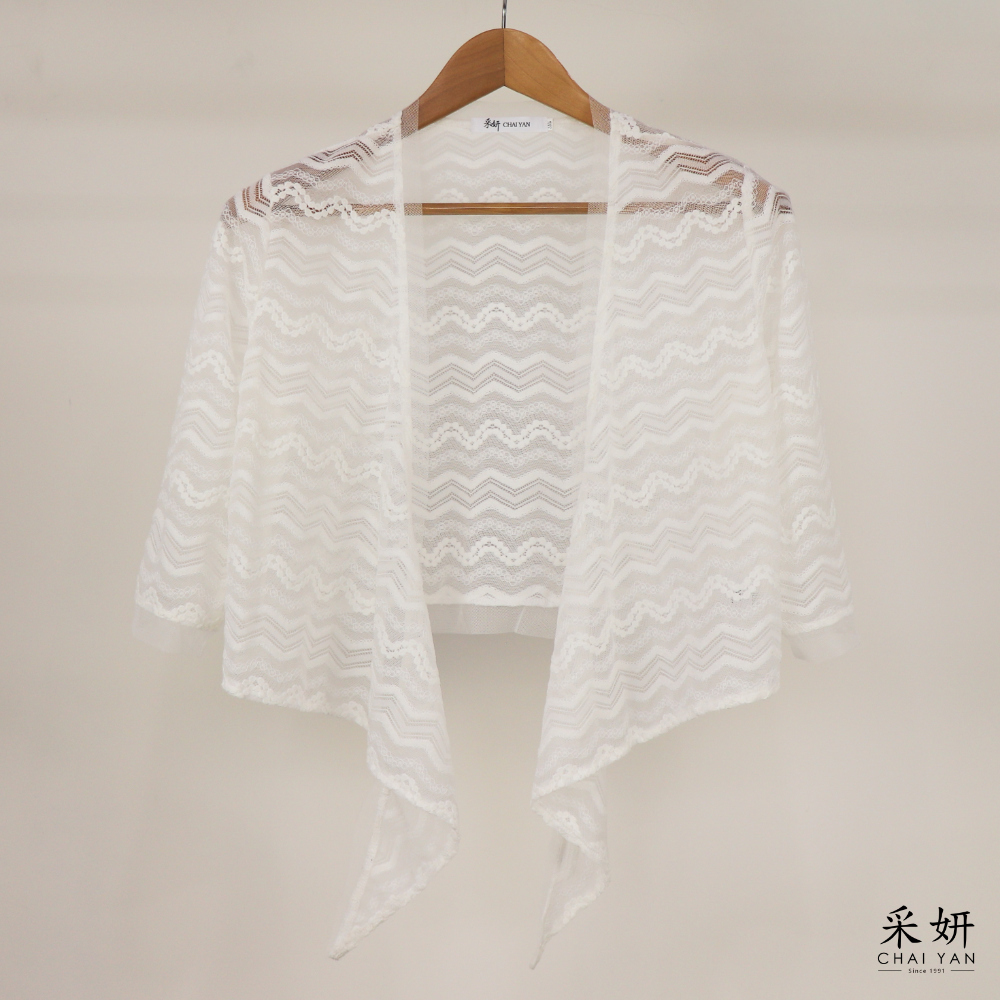 蕾絲綁帶半袖罩衫