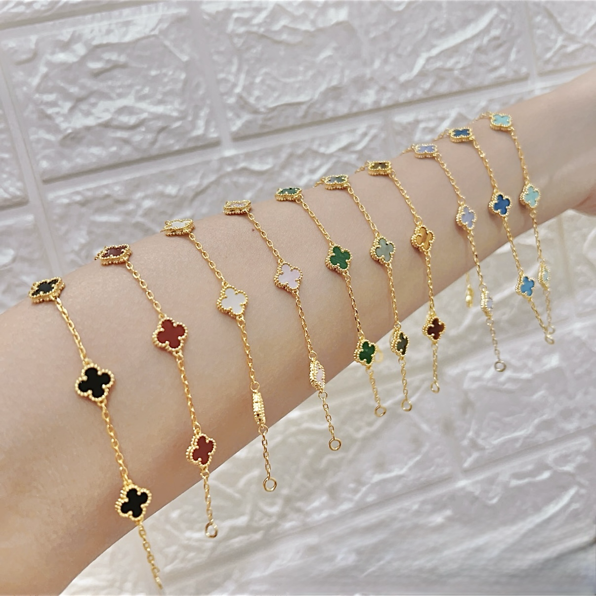 18k”經典全材質mini六花四葉草”高奢定製手鍊