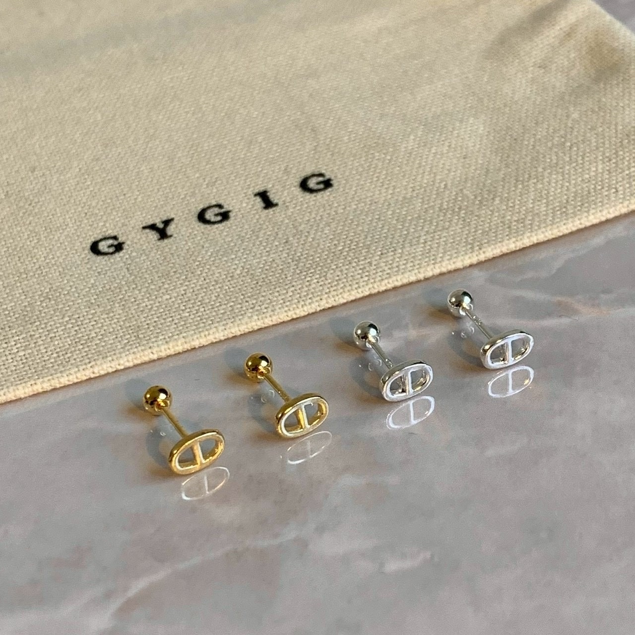 Gy”s925 mini小豬鼻純銀轉珠耳釘