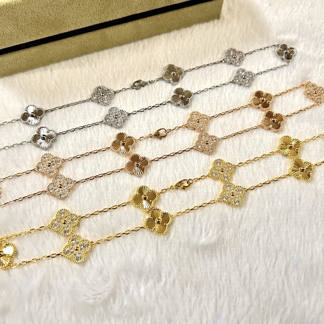 18k”【中號十花滿鑽+鐳射項鍊】”經典四葉草高奢定製