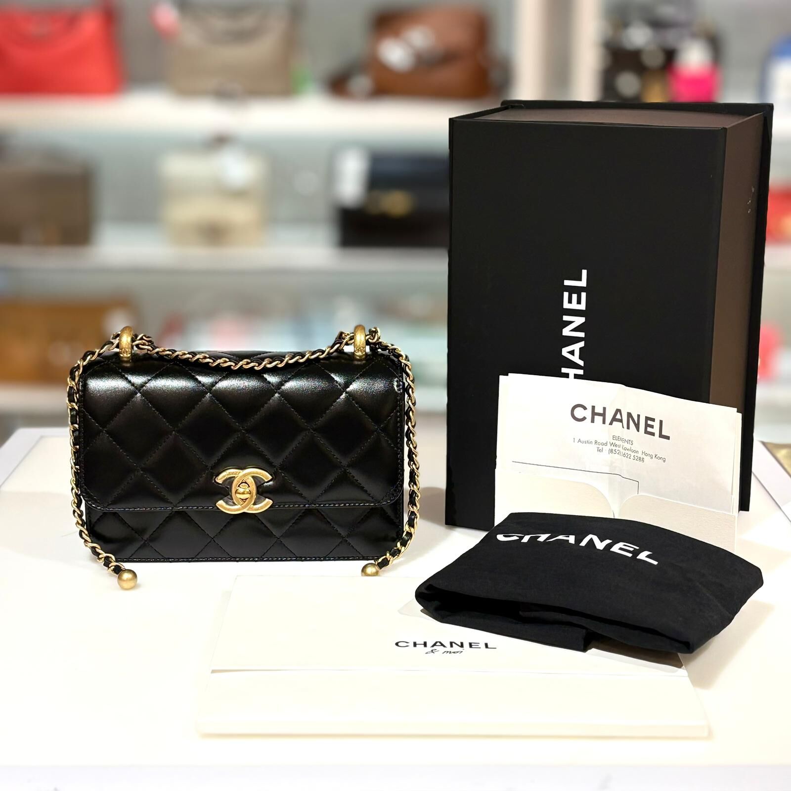 全新CHANEL AS2615 黑色小牛皮/雙金球 Mini Flap Bag @晶片款 #BRAND NEW #香榭站正品