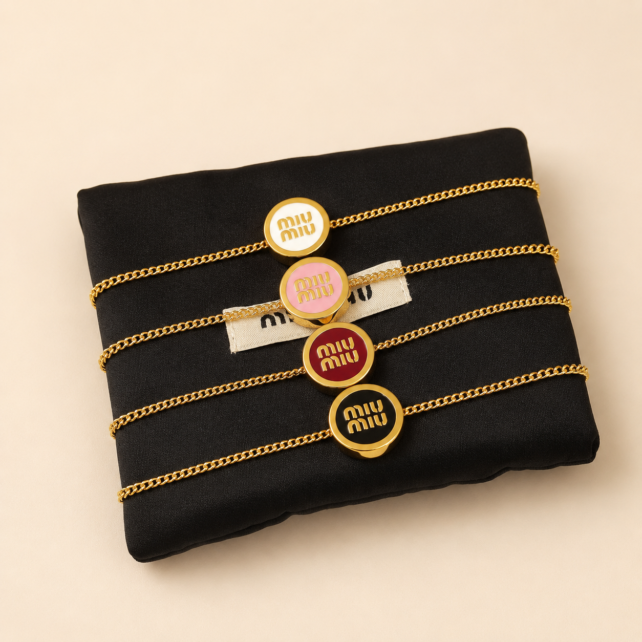 18k miu”圓形琺瑯英字手鍊”全系列/高奢定製