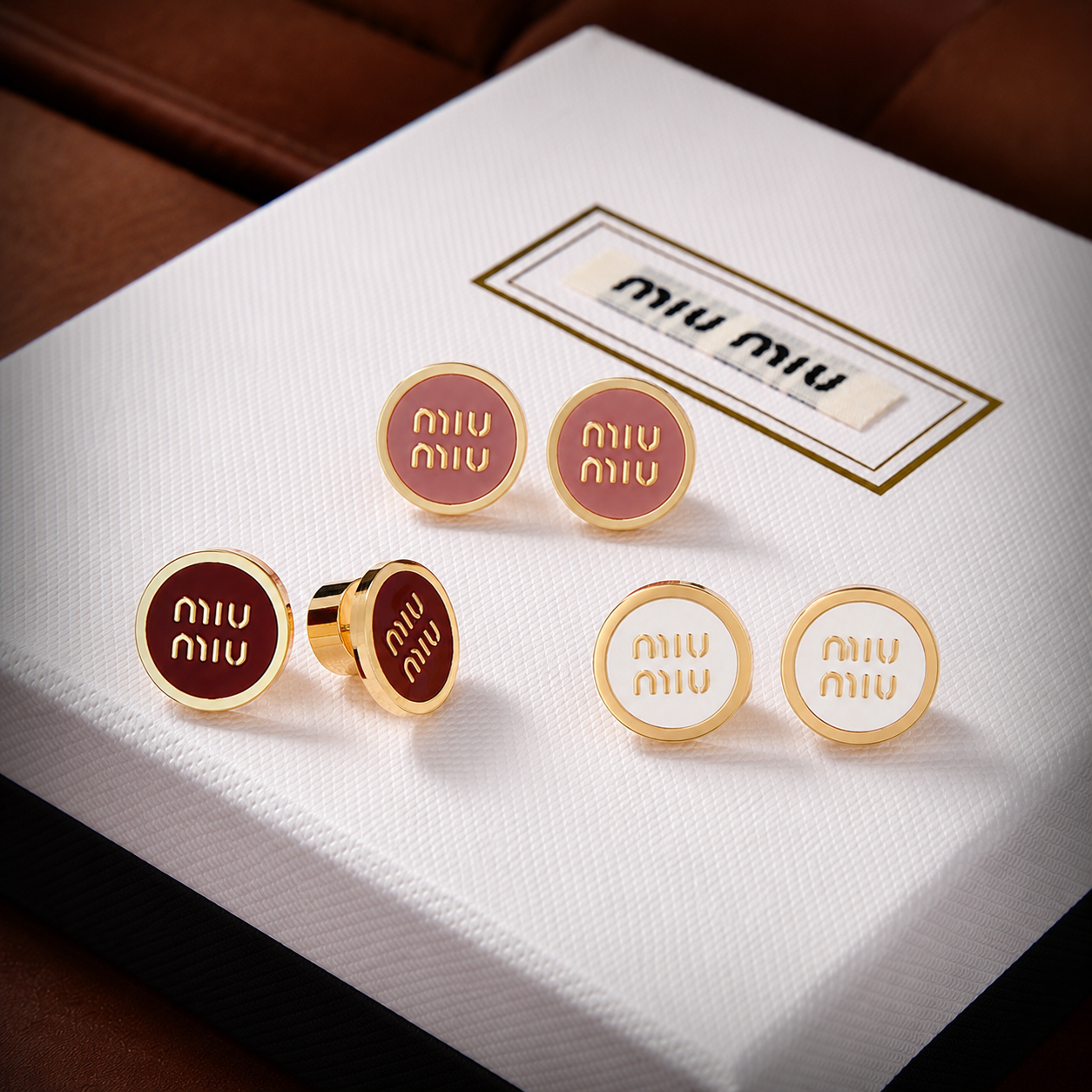 18k miu”圓形琺瑯英字”耳釘全系列/高奢定製