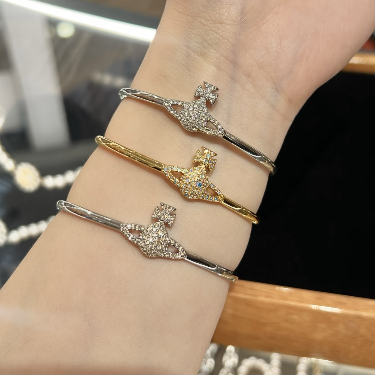 18k”經典滿鑽土星開口手鐲/高奢定製