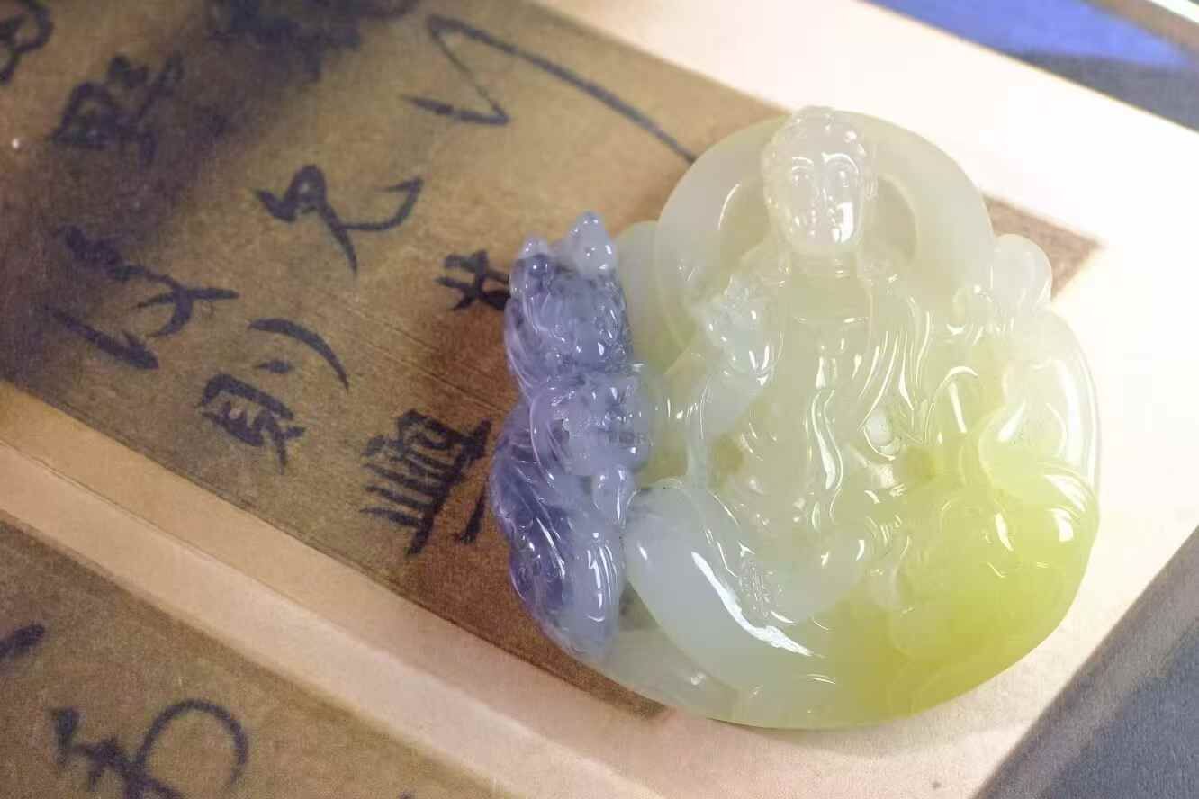 和田玉御龍觀音,天然和田玉軟玉