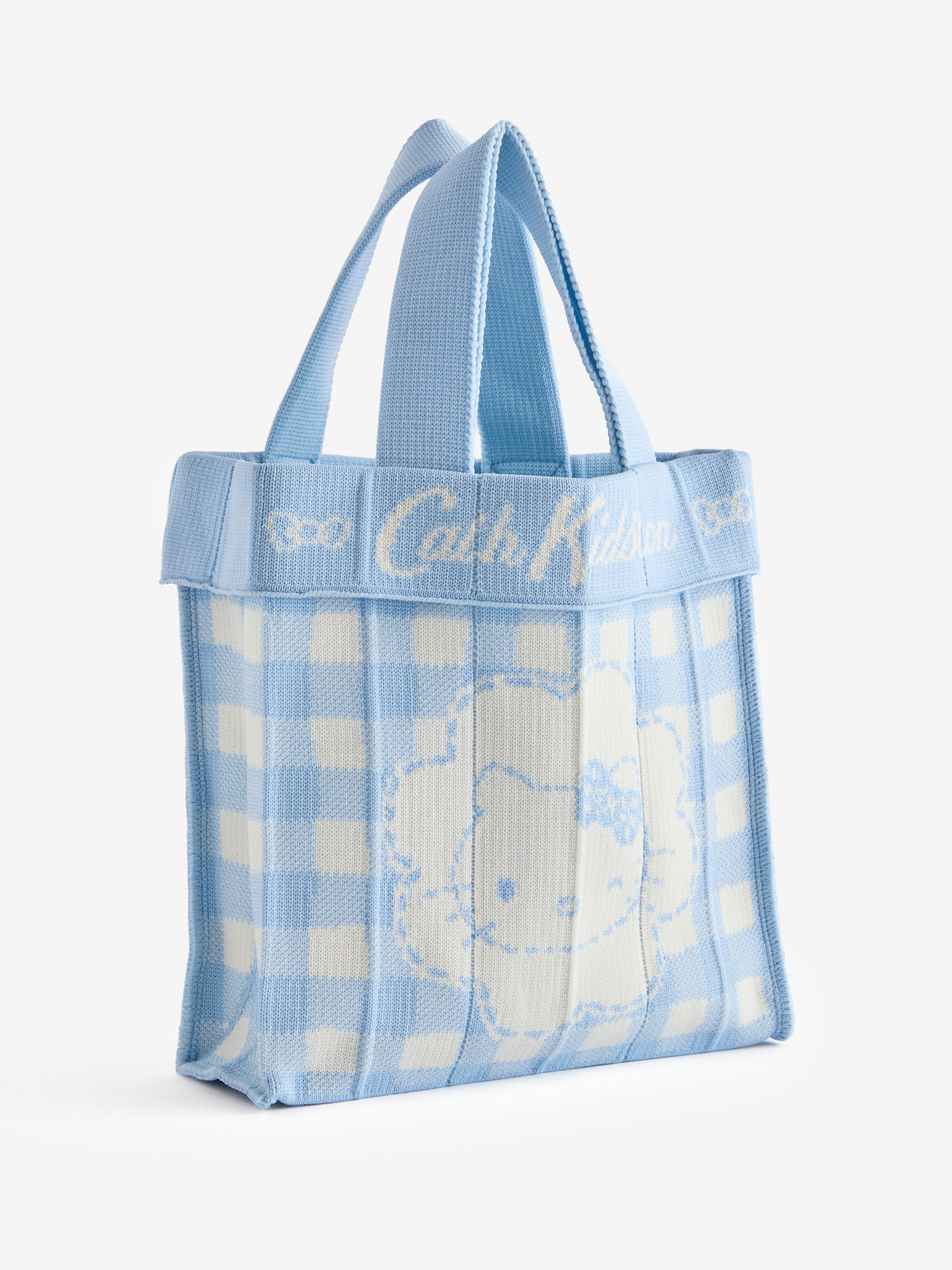 Cath Kidston × Hello Kitty 藍色針織小手提袋 (Hello Kitty Gingham Provence)