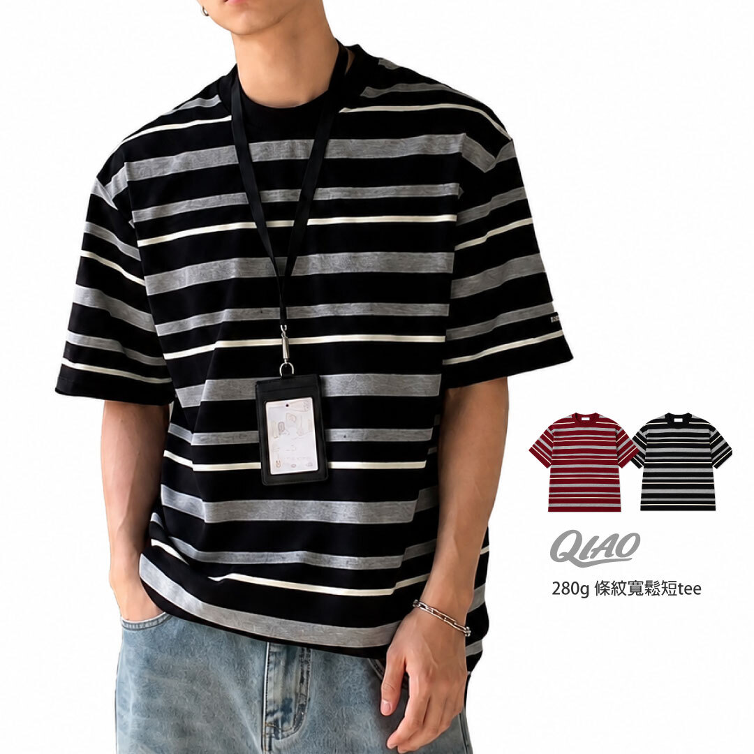 Retro 橫條紋 寬鬆短Tee GM-26039