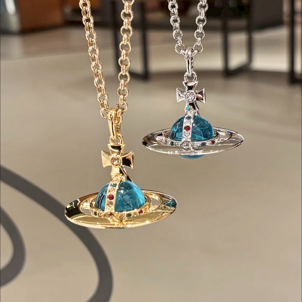 18k vivi”orb 土星晶球/湖水藍球款中小號”高奢定製項鍊