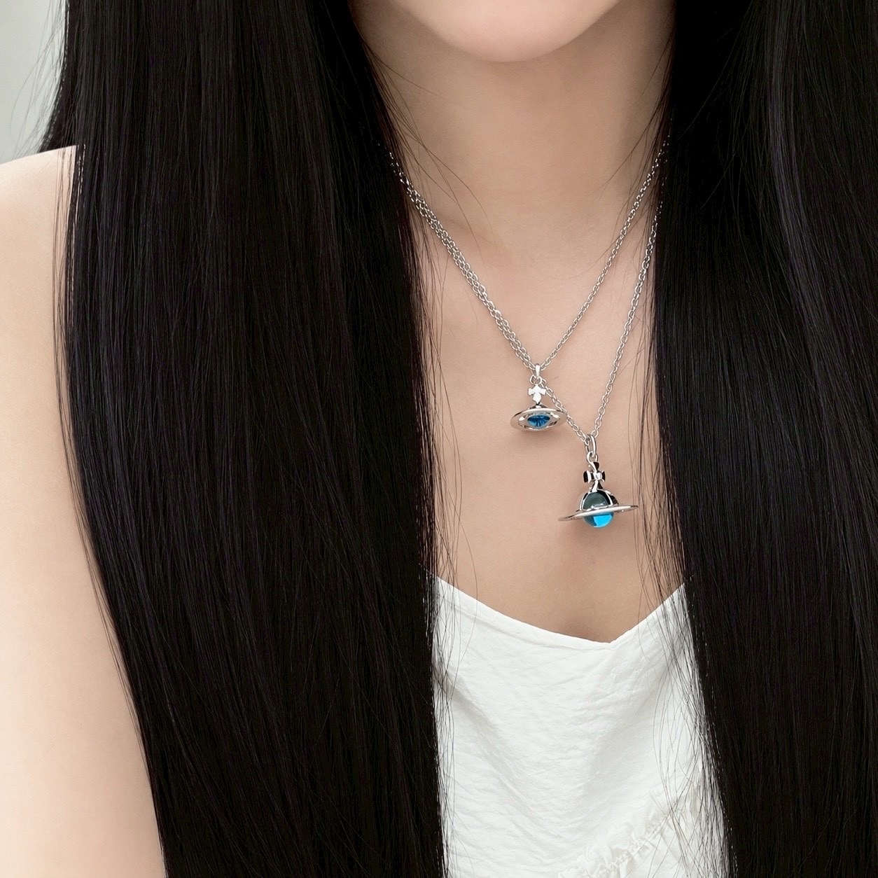 18k”orb 土星晶球/湖水藍球款中小號”高奢定製項鍊