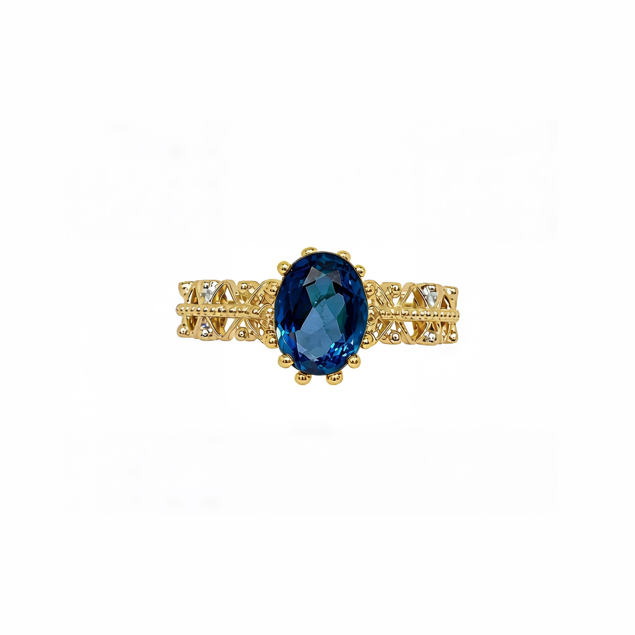 Royal Azure Elegance | London Blue Topaz Palace Ring