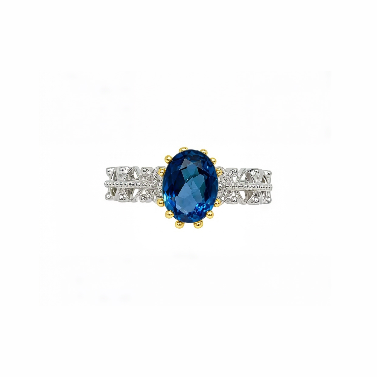 Royal Azure Elegance | London Blue Topaz Palace Ring