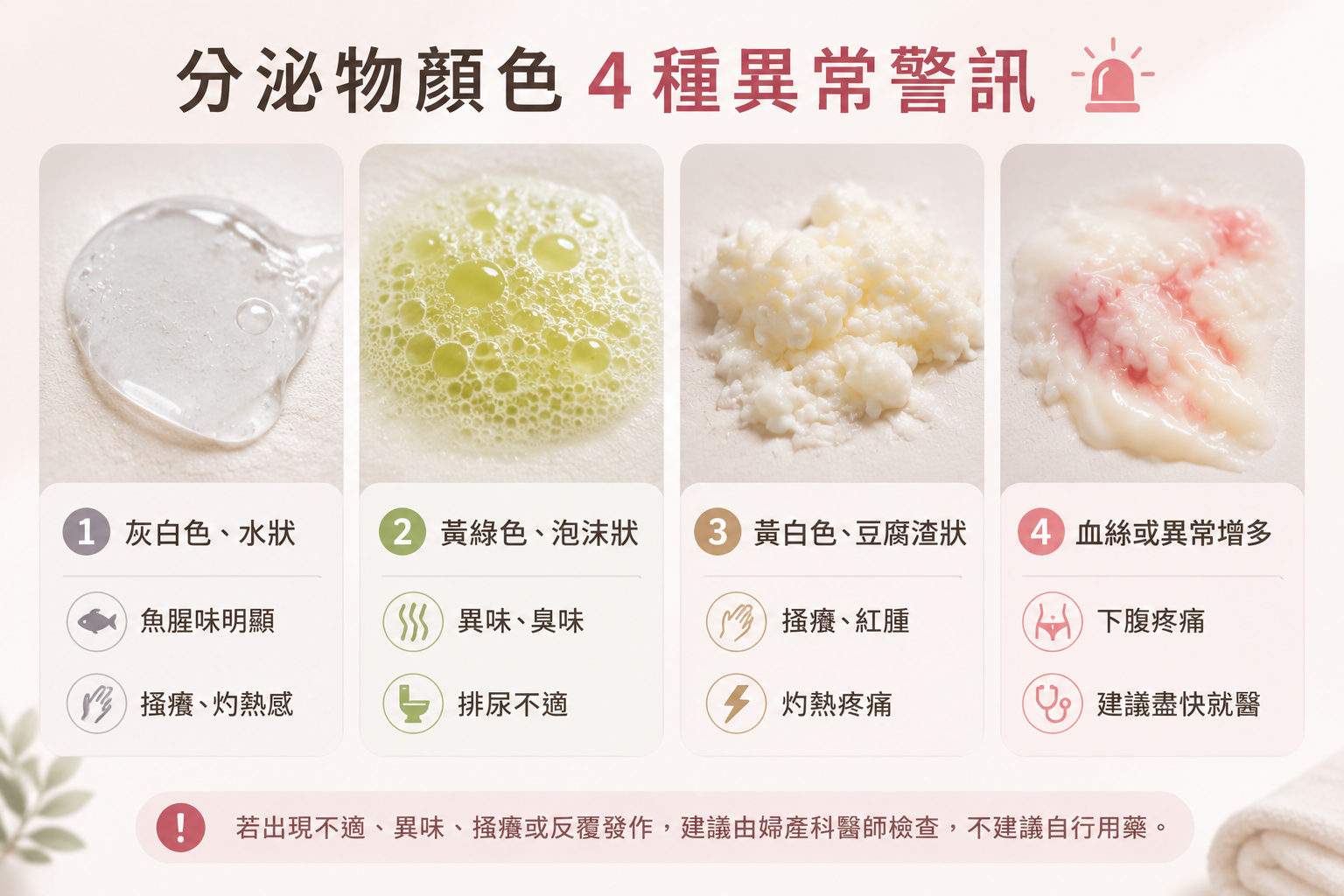 陰道分泌物顏色4種異常