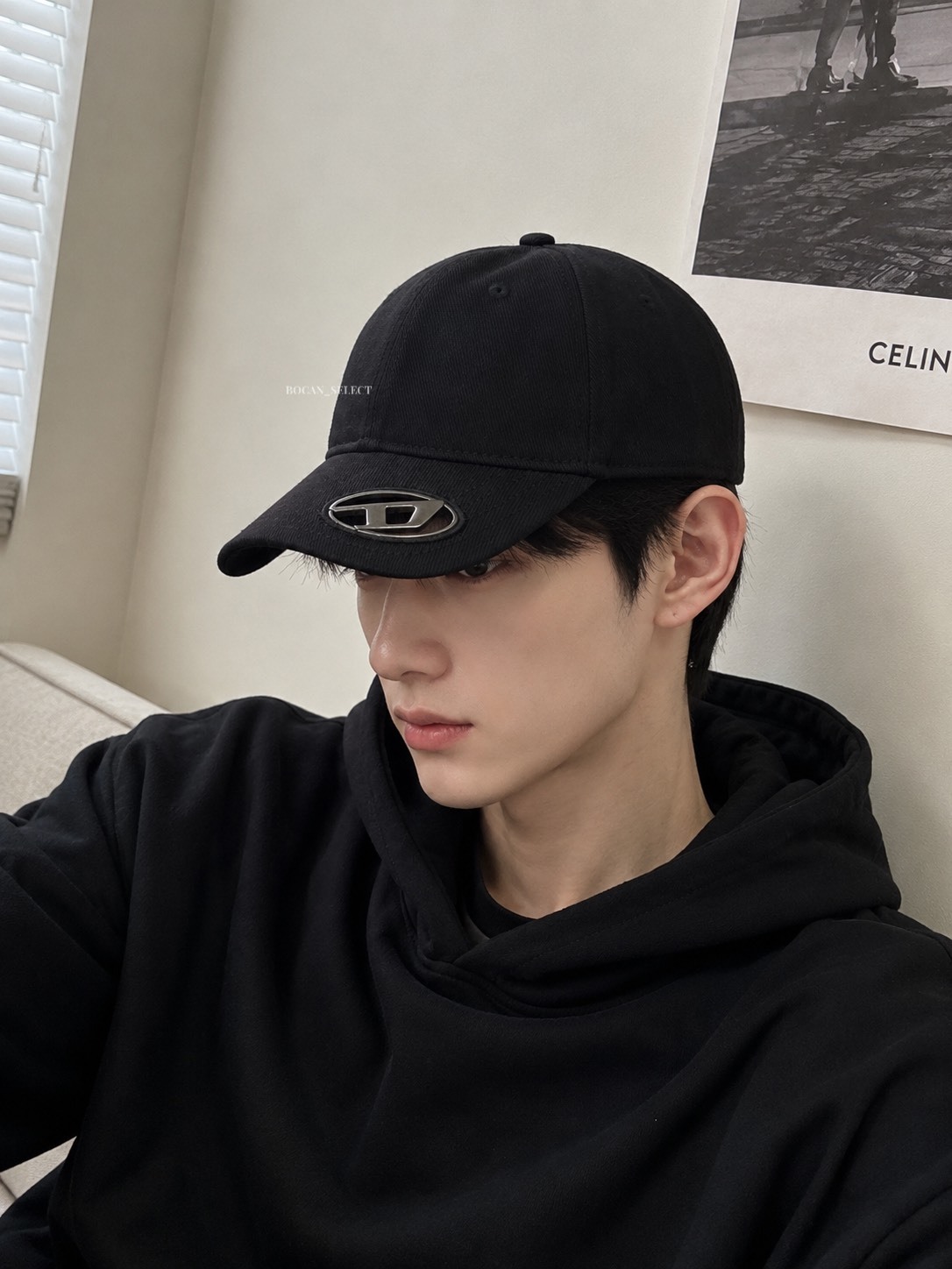 DIESEL 立體 LOGO 棒球帽 黑色 男款
