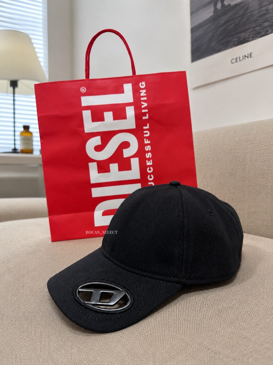 DIESEL 立體 LOGO 棒球帽 黑色 男款