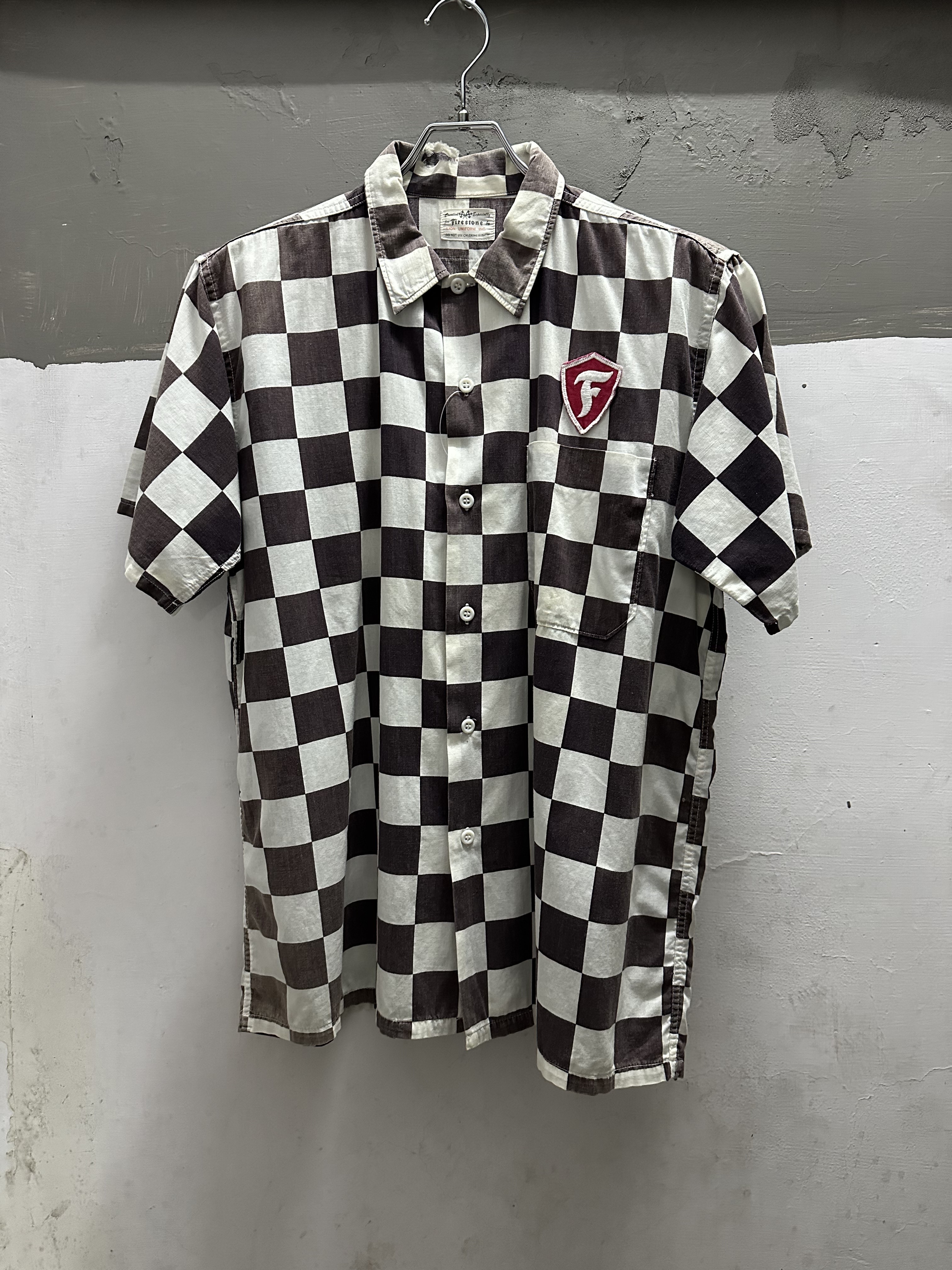 50~60’s Firestone Checkered Flag Cotton S/S Shirt