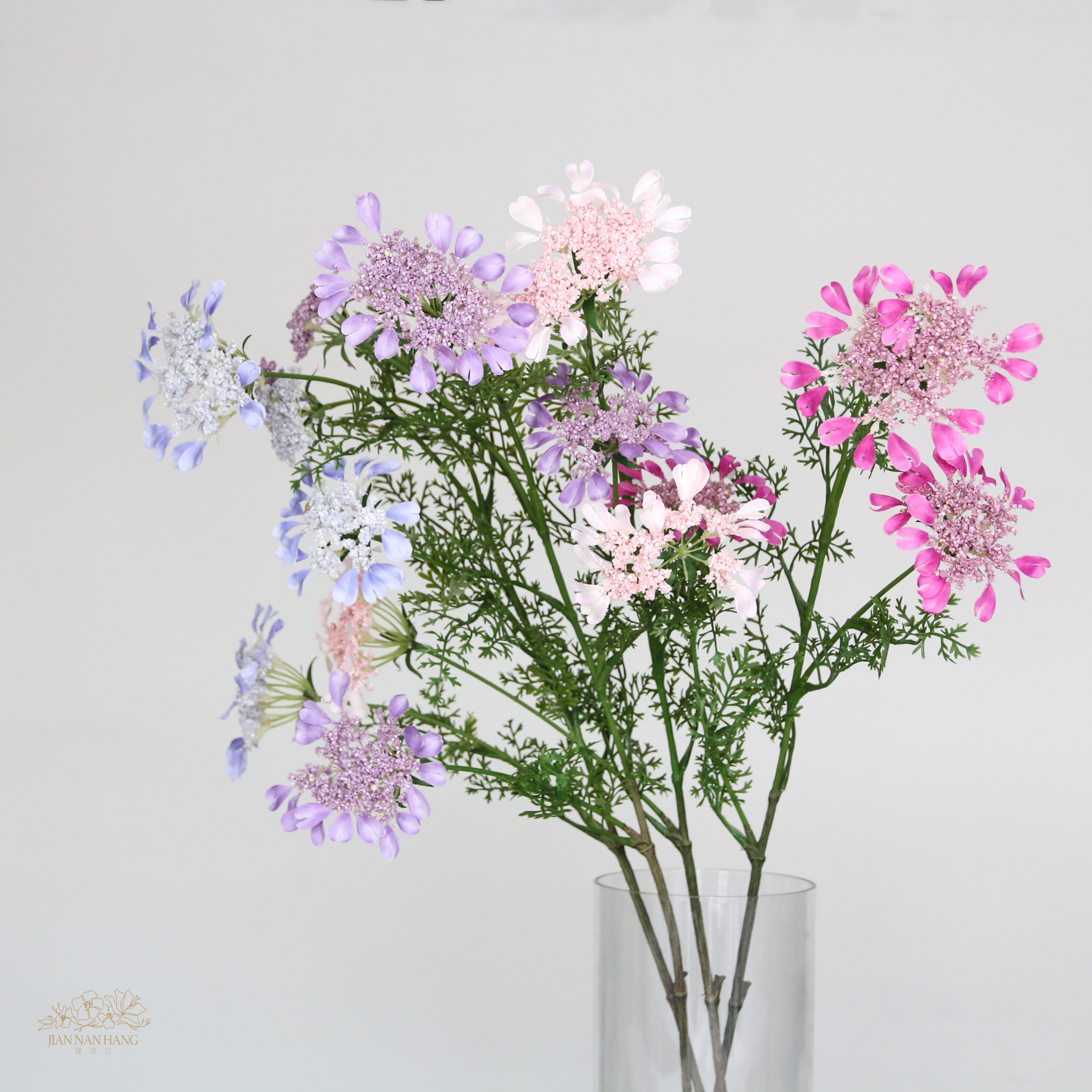人造花 4頭長枝蕾絲花 4色