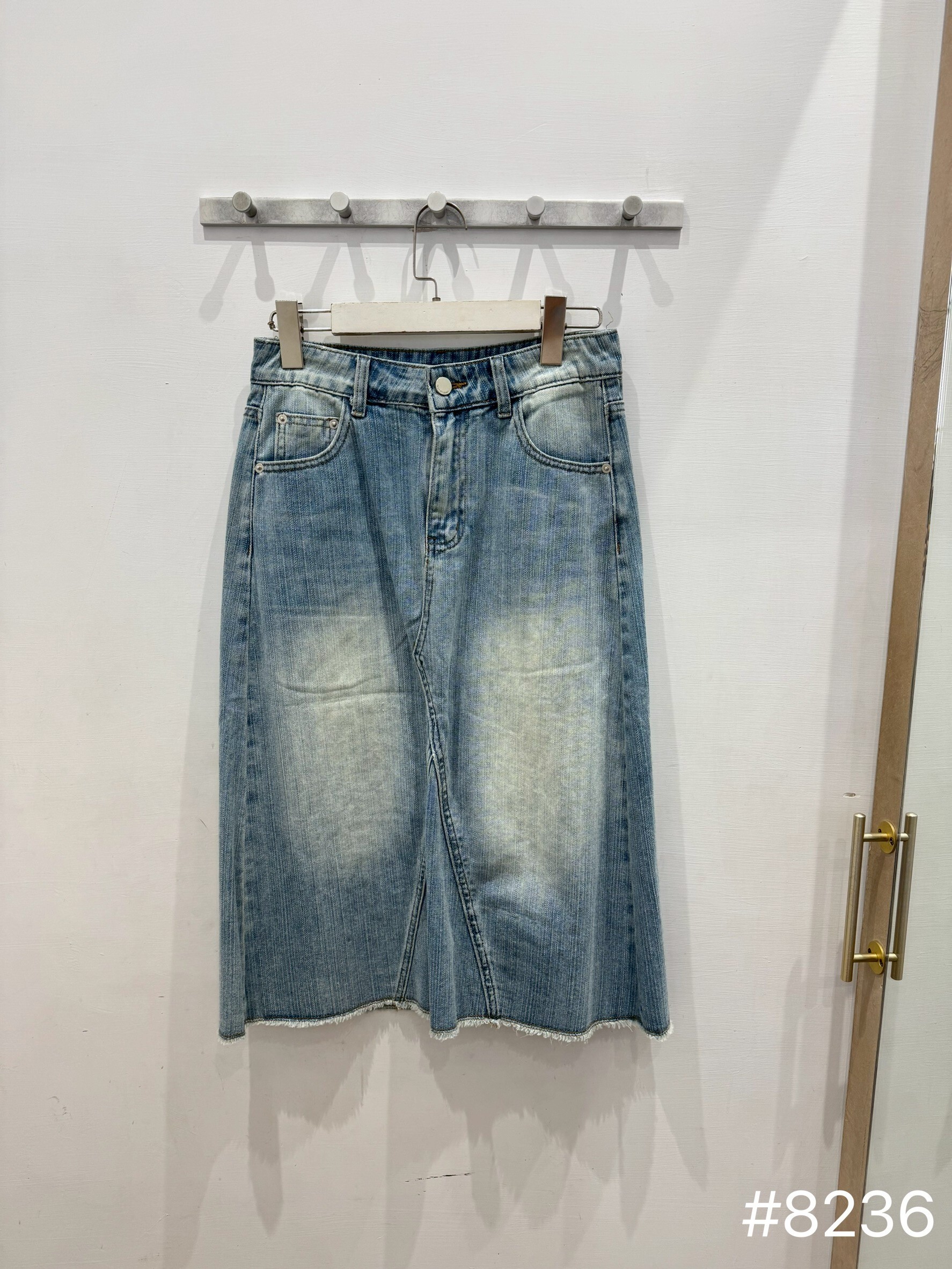 frayed denim mini skirt