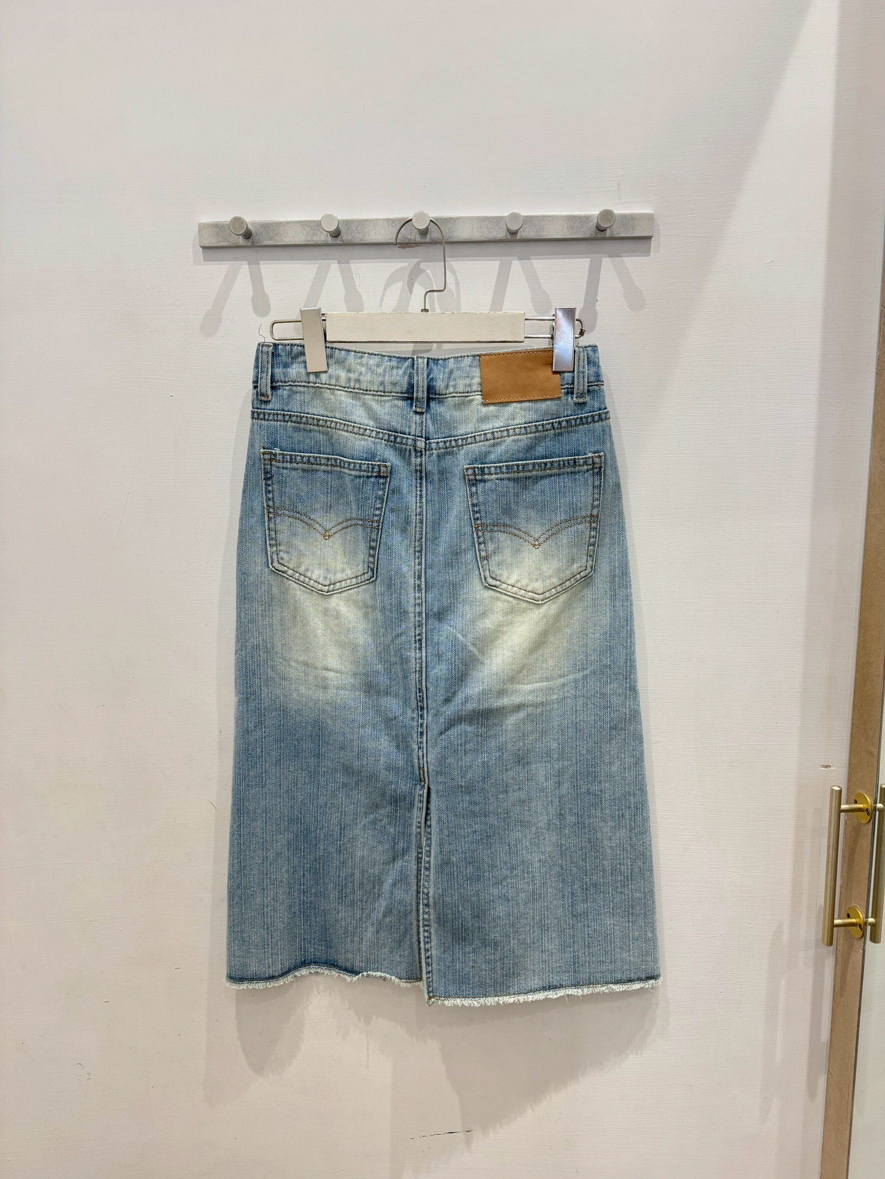 frayed denim mini skirt