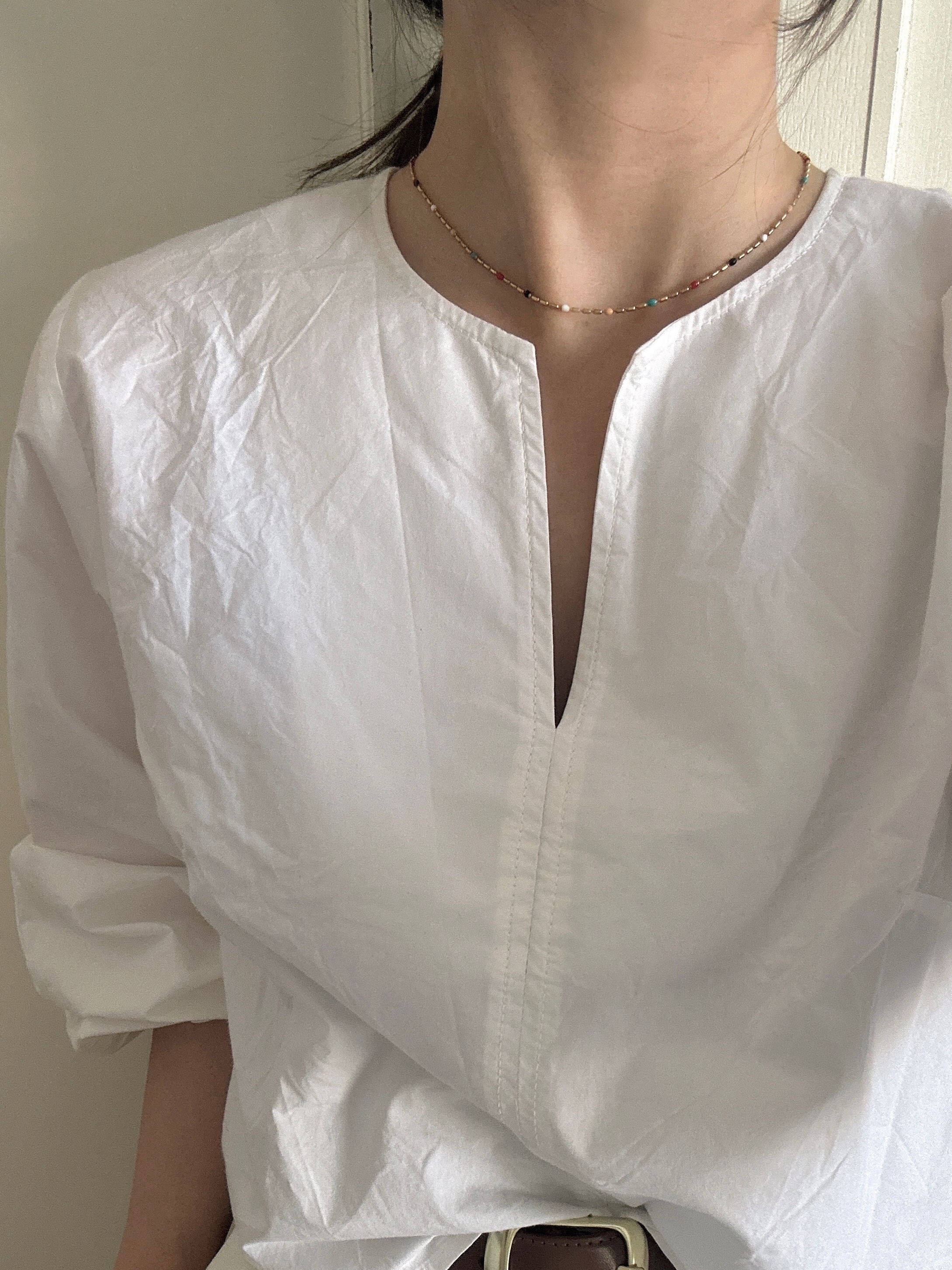 SS slide magnet random beads necklace