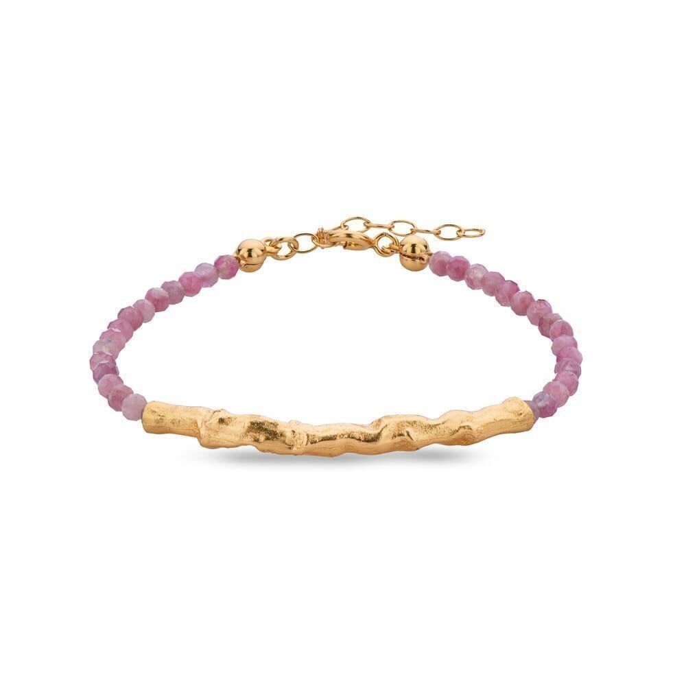 1TA0530-454 [THALLO] Amelia Bracelet Geometric 24K Gold Vermeil on Sterling Silver Red #s804b (EU)