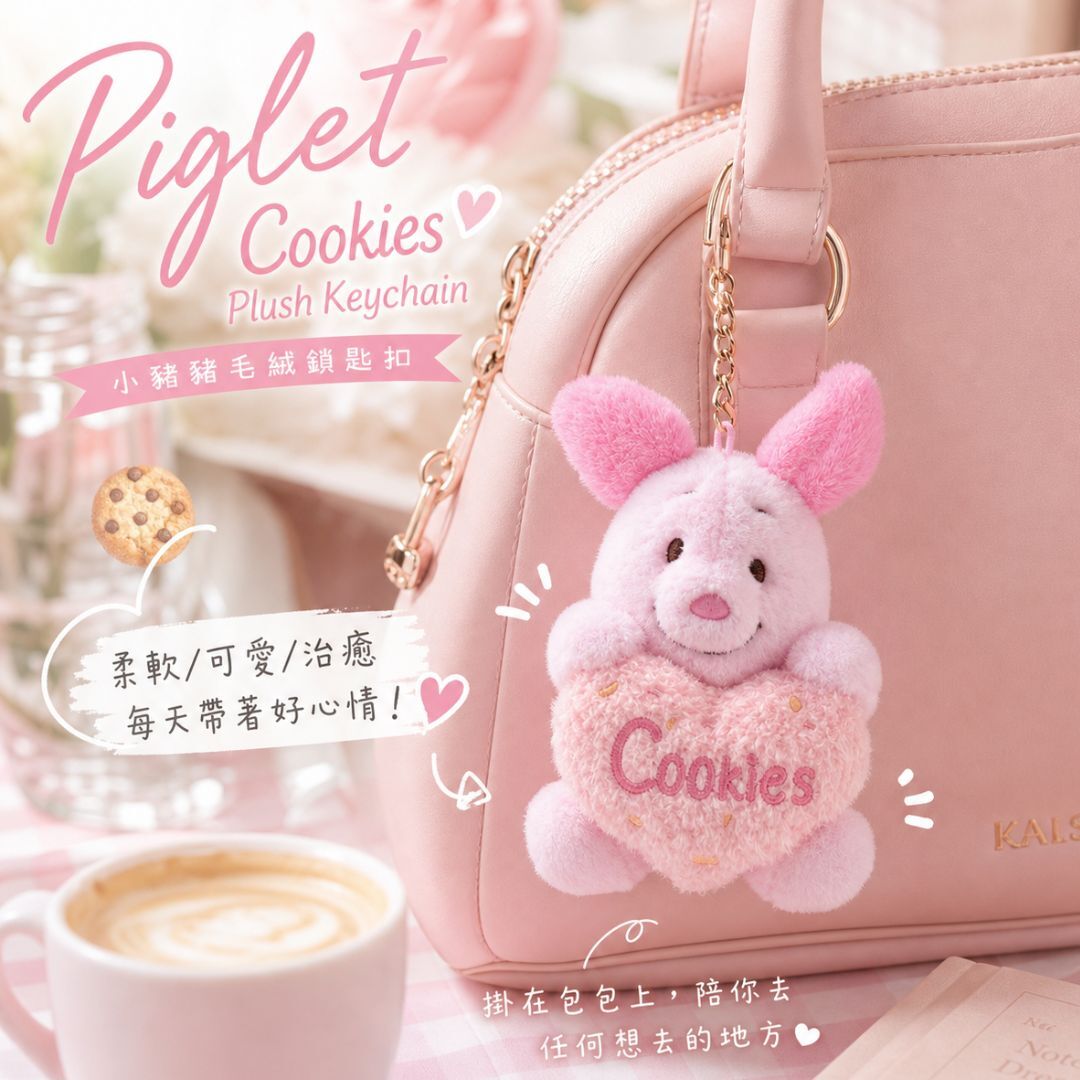 迪士尼小熊維尼  毛絨公仔掛件 鎖匙扣飾物-(小豬)
