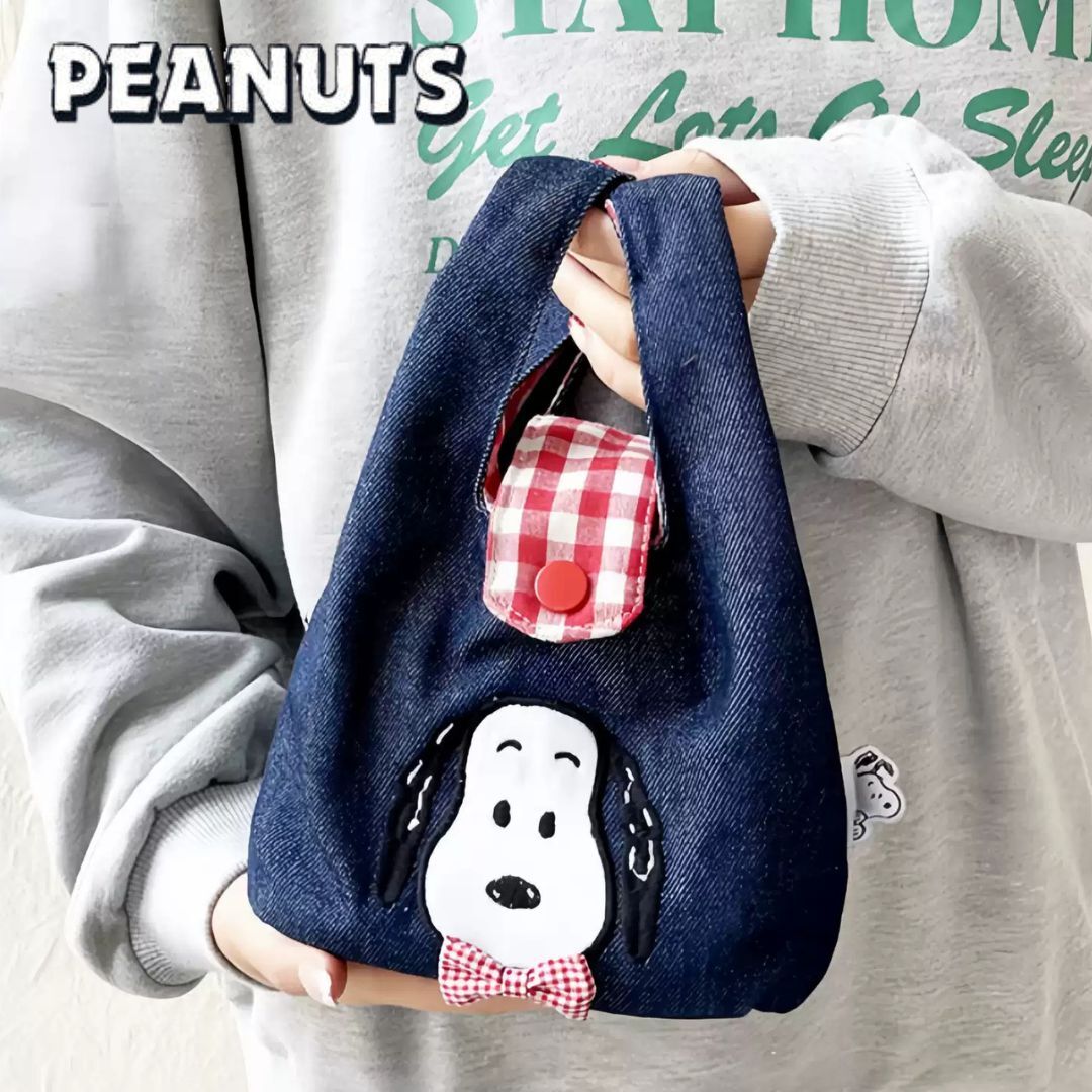 史努比|牛仔刺繡手提包