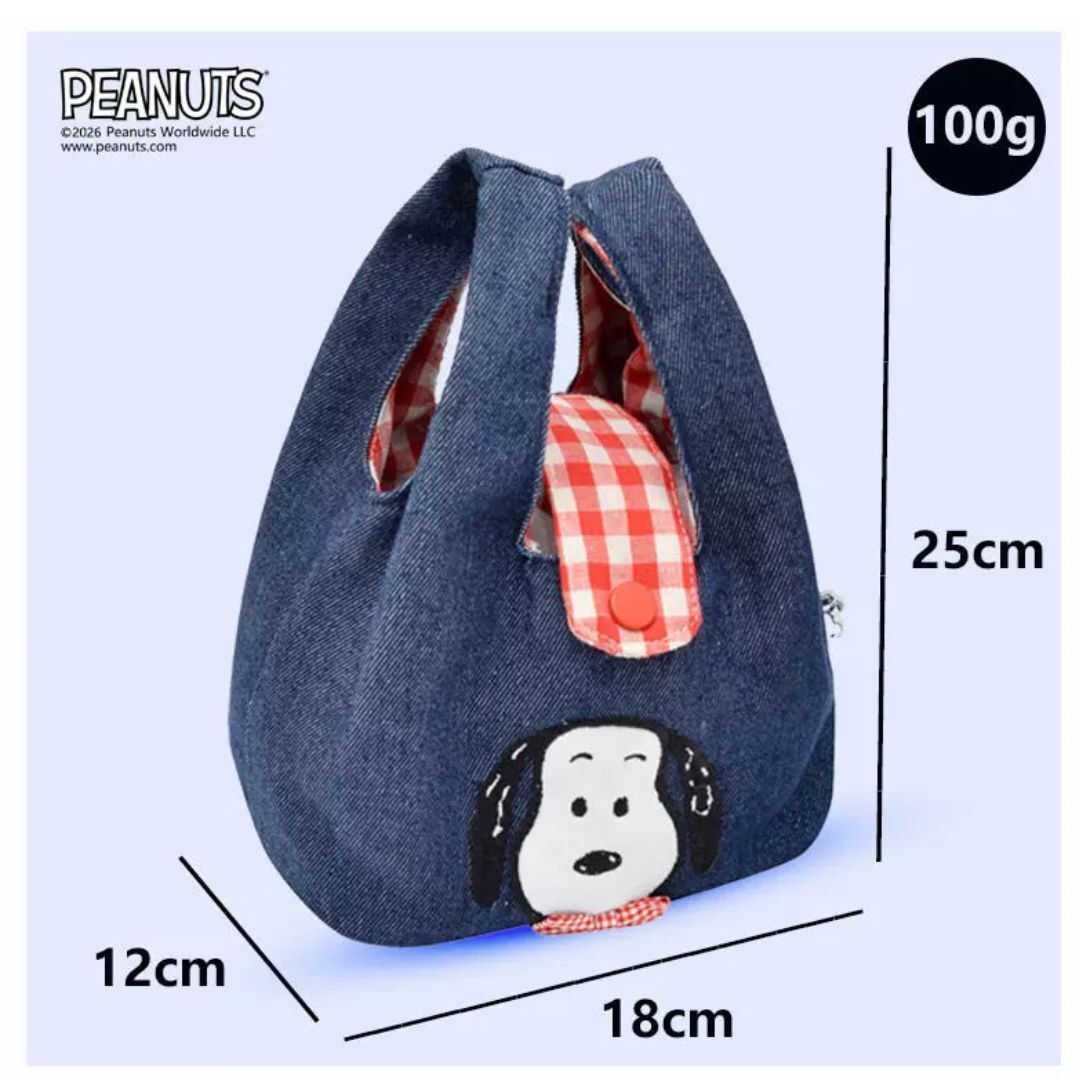 史努比|牛仔刺繡手提包