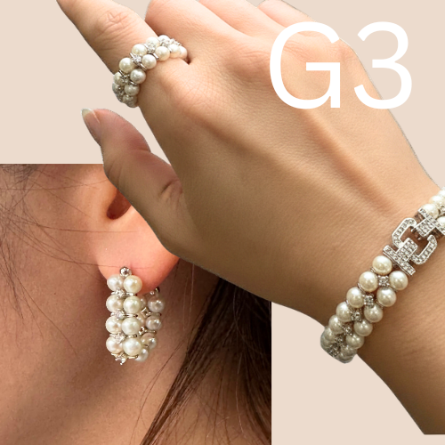 GG260601-G3-有核珍珠三件套（戒指+耳环+手链）4-4.5mm