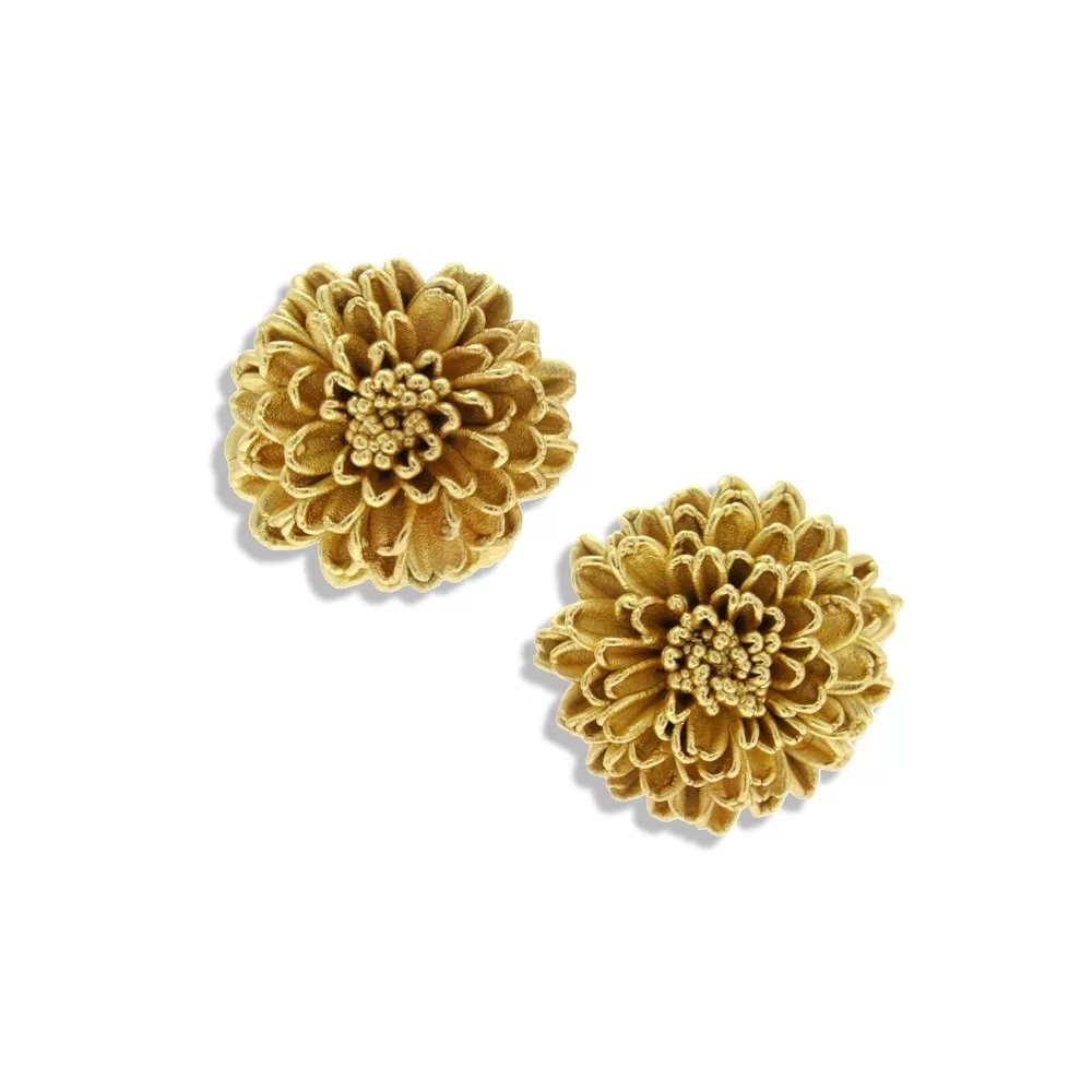 1TA0530-462 [THALLO] 菊花耳環，誇張造型，耳環，24K鍍金純銀 #s902a (EU)