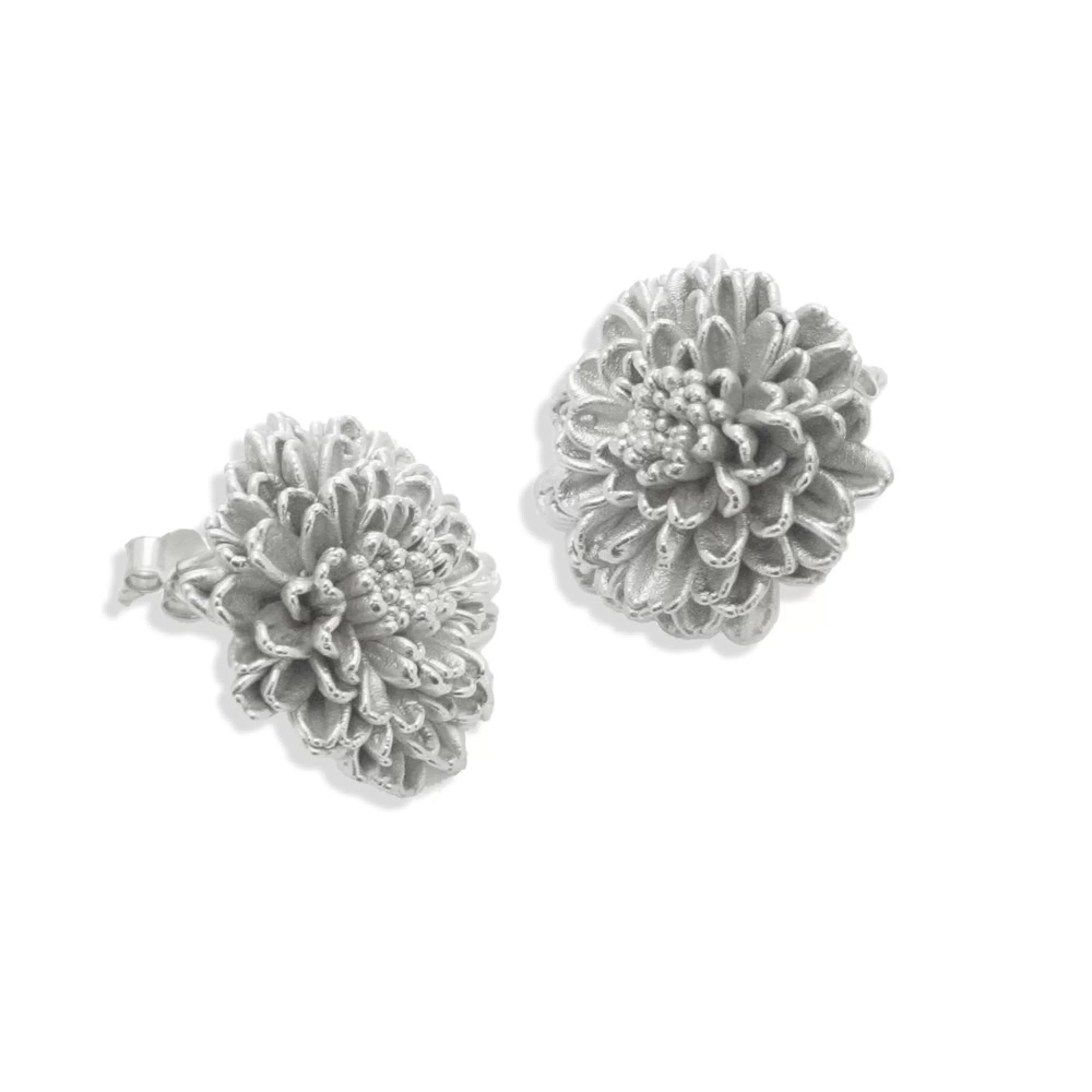 1TA0530-483 [THALLO] 菊花耳環，誇張耳釘，純銀 #S090a (EU)