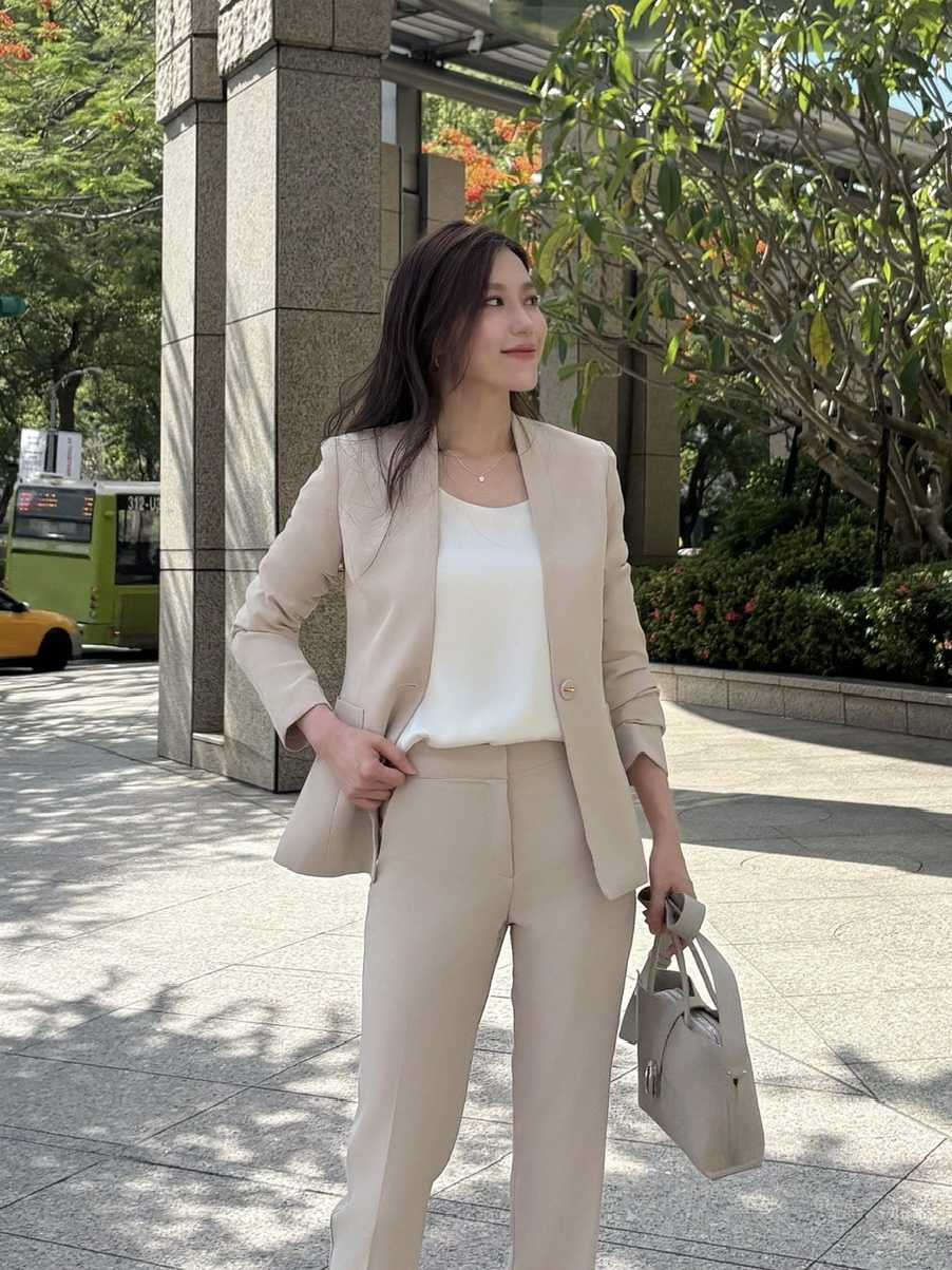 (JS) 簡約無領單釦西裝套裝【第一波成套優惠$𝟑𝟗𝟖𝟎】