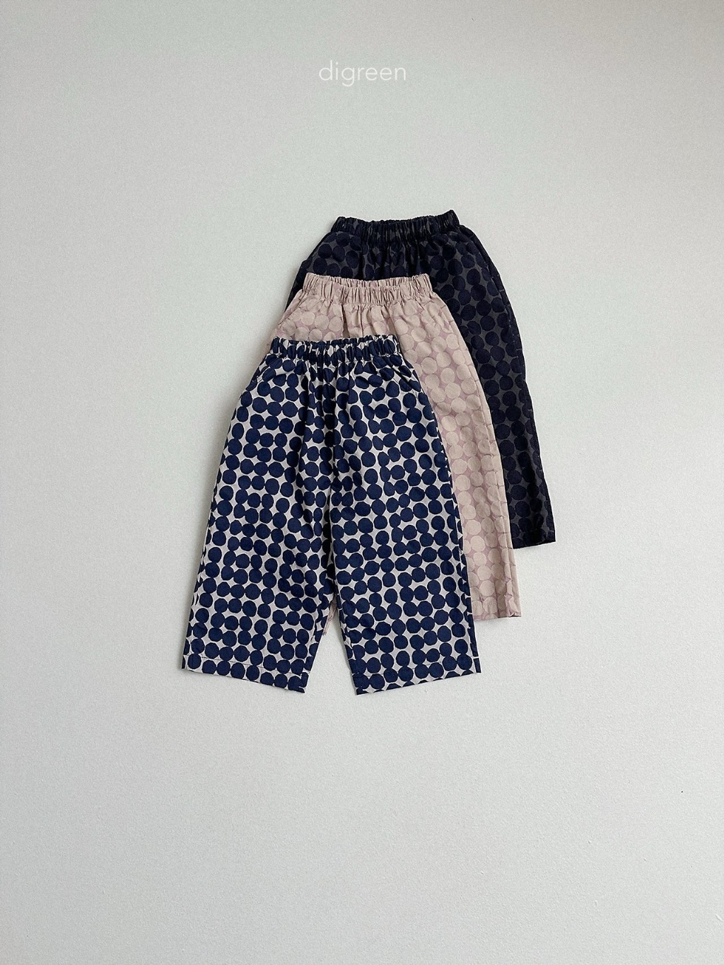 正韓夏Digreenkids 三色小圈圈直筒褲