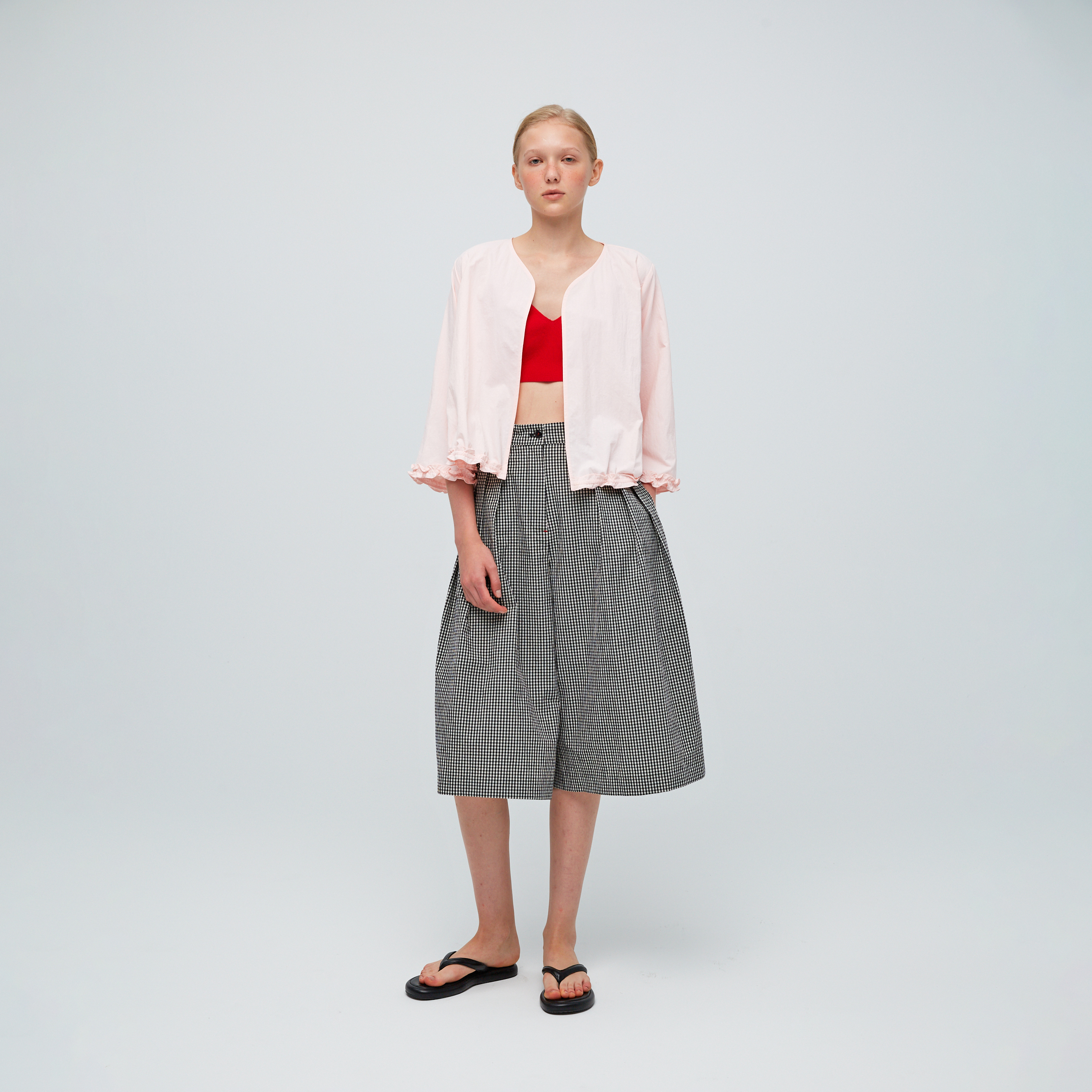 10 MOOn Misty Powder Ruffle Hem Drawstring Jacket