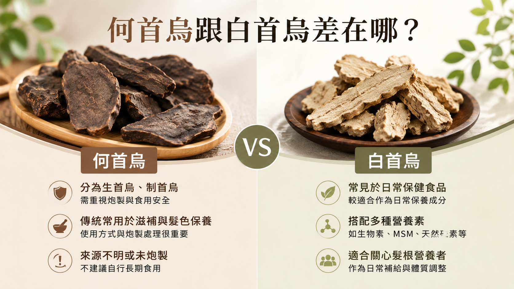 何首烏跟白首烏差別