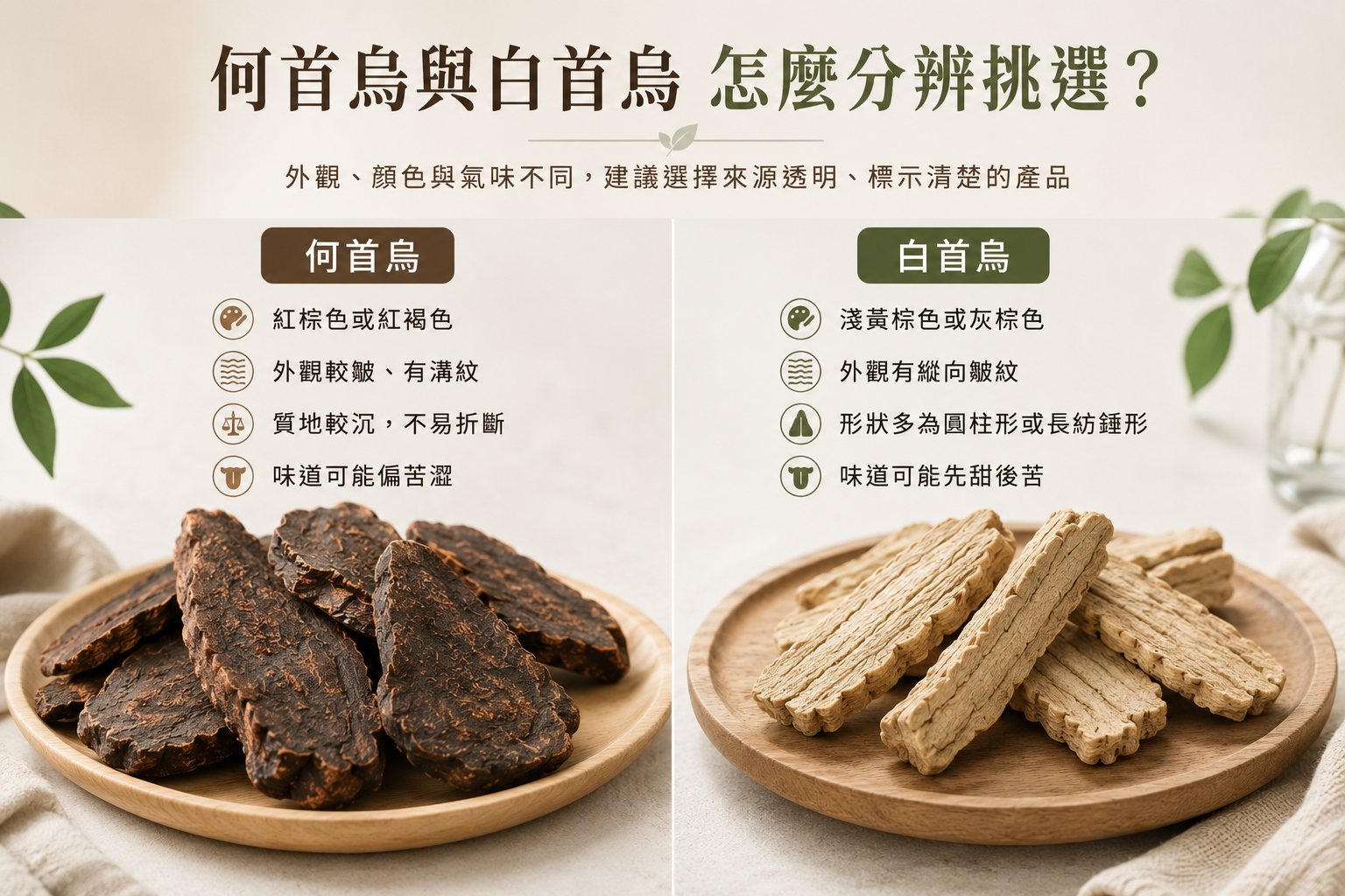 何首烏與白首烏怎麼分辨