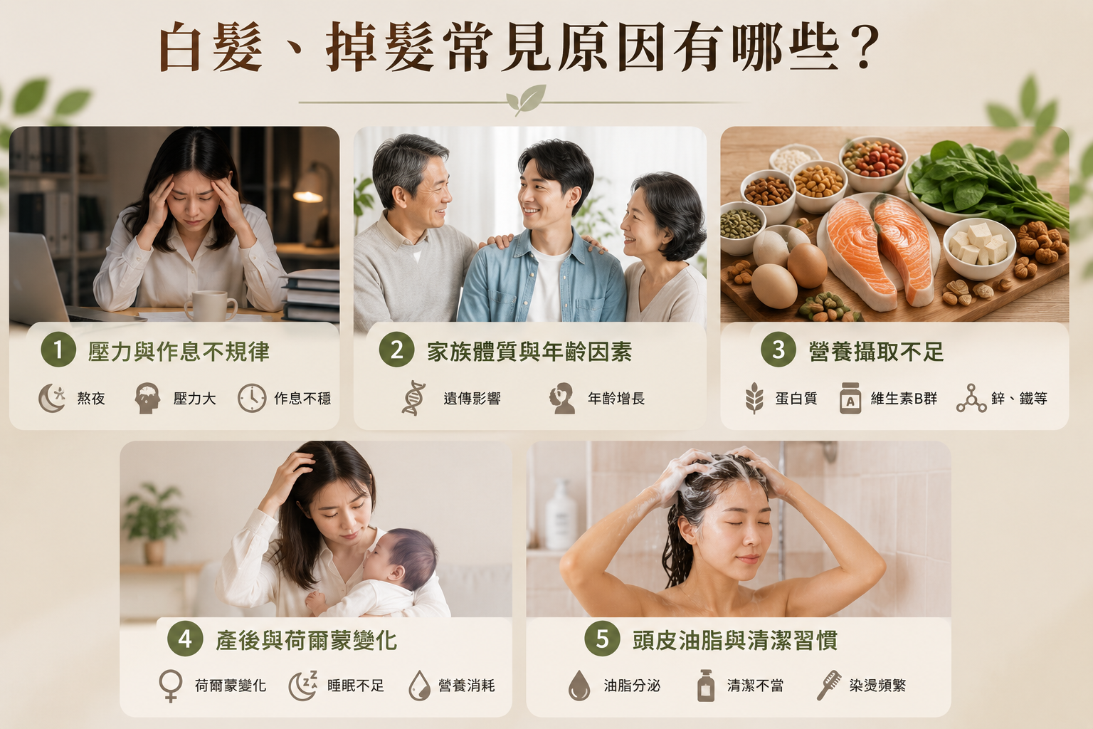 白髮、掉髮常見原因