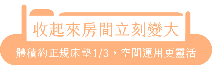 收起來房間立刻變大｜體積約正規床墊1/3，空間運用更靈活