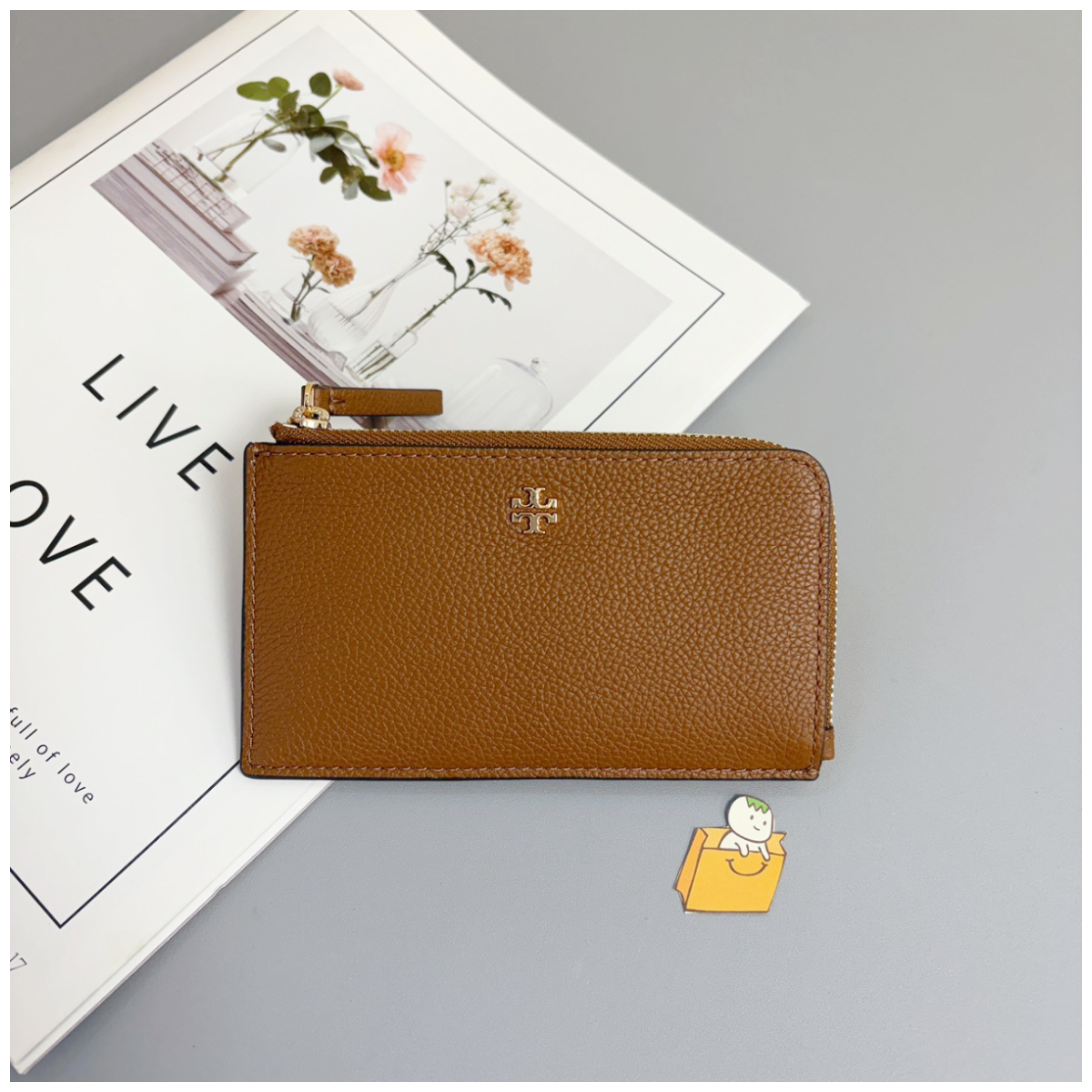 【現貨】Tory burch L拉 荔枝紋 真皮 女夾 卡夾  TB