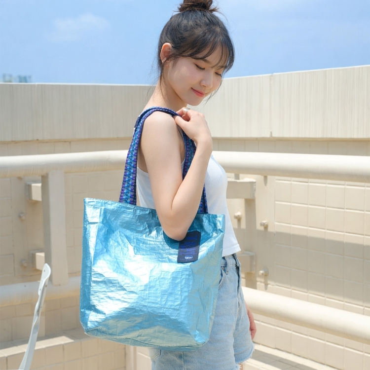 韓國 Miyansol SS26 皺皺托特包 海鹽泡泡藍