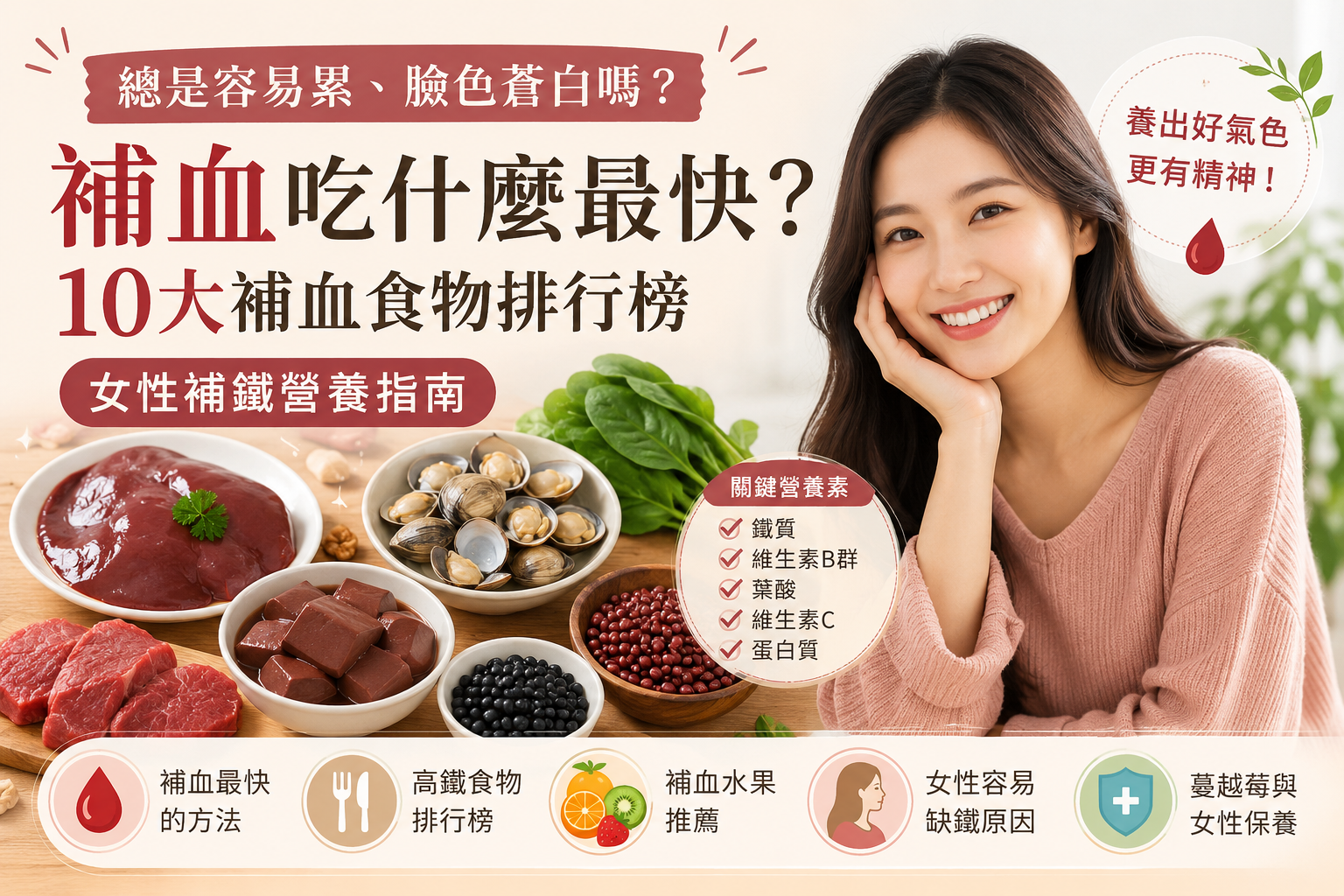 補血最快的方法與補血食物排名示意圖