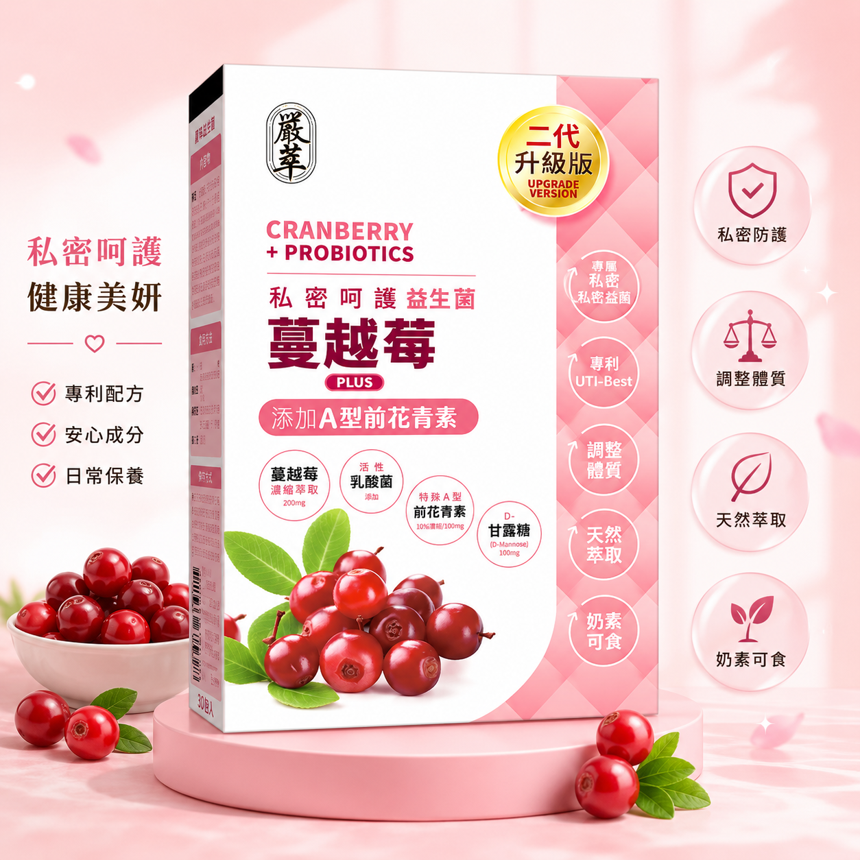 嚴萃蔓越莓益生菌產品示意圖