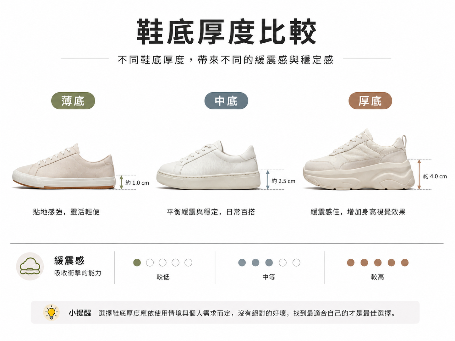 選鞋重點－鞋底材質與厚度緩震效果比較