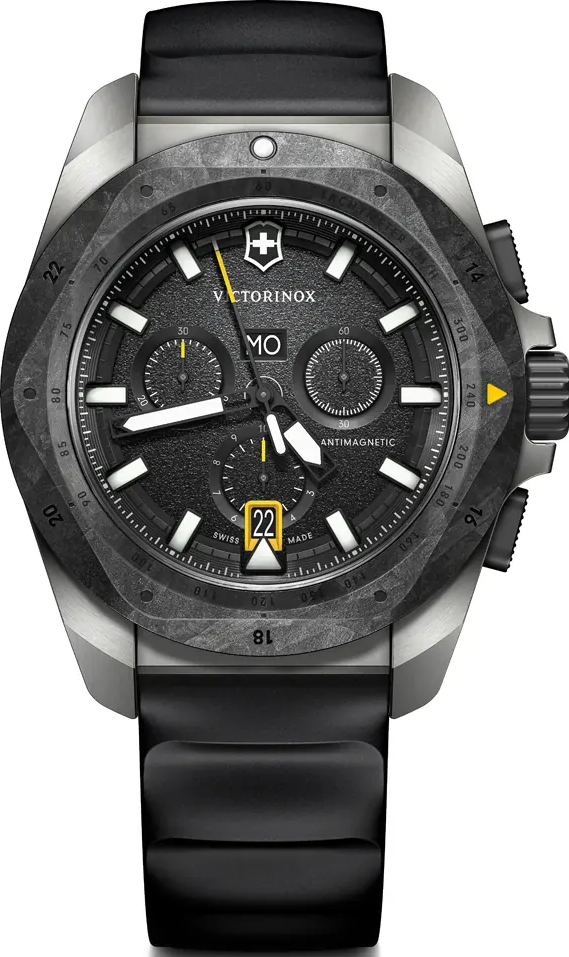 萬年鐘錶 - VICTORINOX SWISS ARMY 瑞士維氏  I.N.O.X. Chrono 200米防水碳纖維三眼計時男錶 242011 錶徑 : 43mm