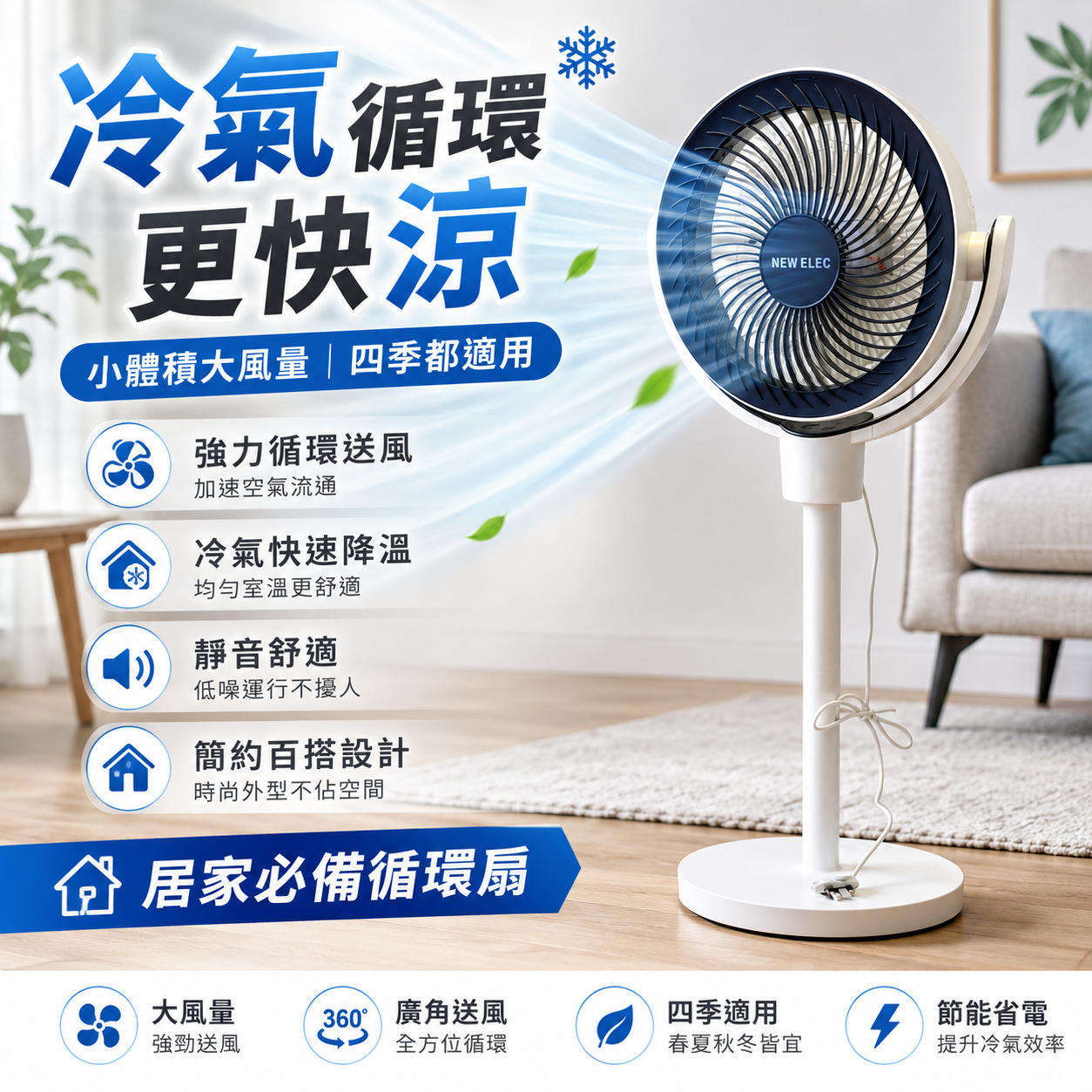 【預購】On0523883 NEW ELEC CFS LD1902R 智能搖頭坐地風扇
