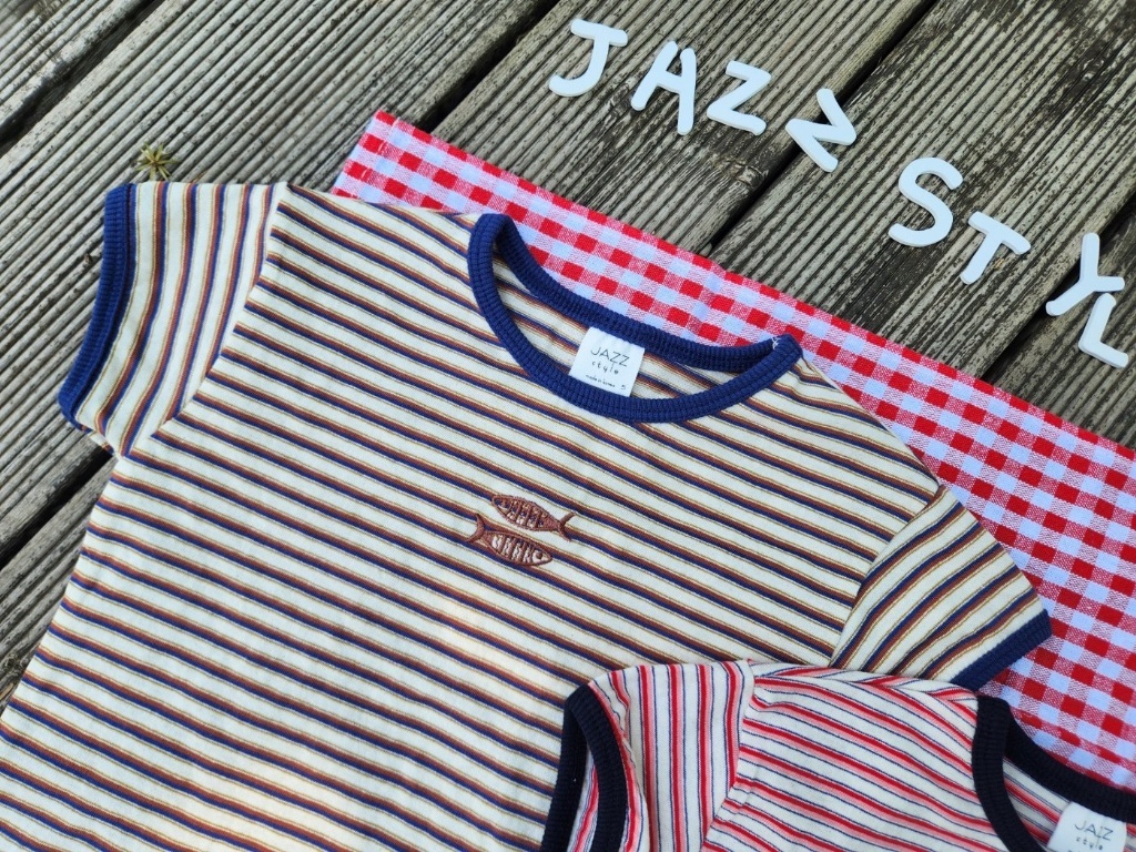 正韓夏JAZZ 兩色小魚條紋上衣