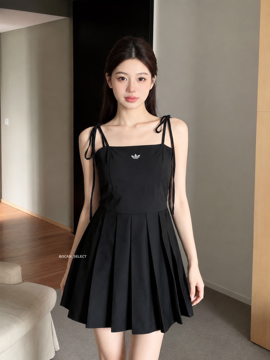 ADIDAS ORIGINALS 蝴蝶結 連身小黑裙