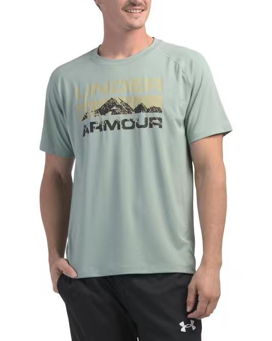 【預購】UNDER ARMOUR H060211 山岳印花短袖上衣（灰綠色）