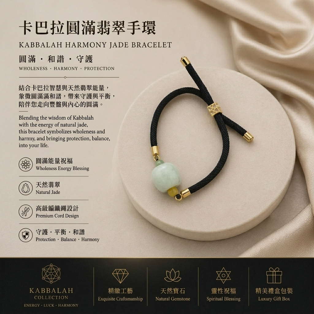 【卡巴拉】圓滿翡翠手環