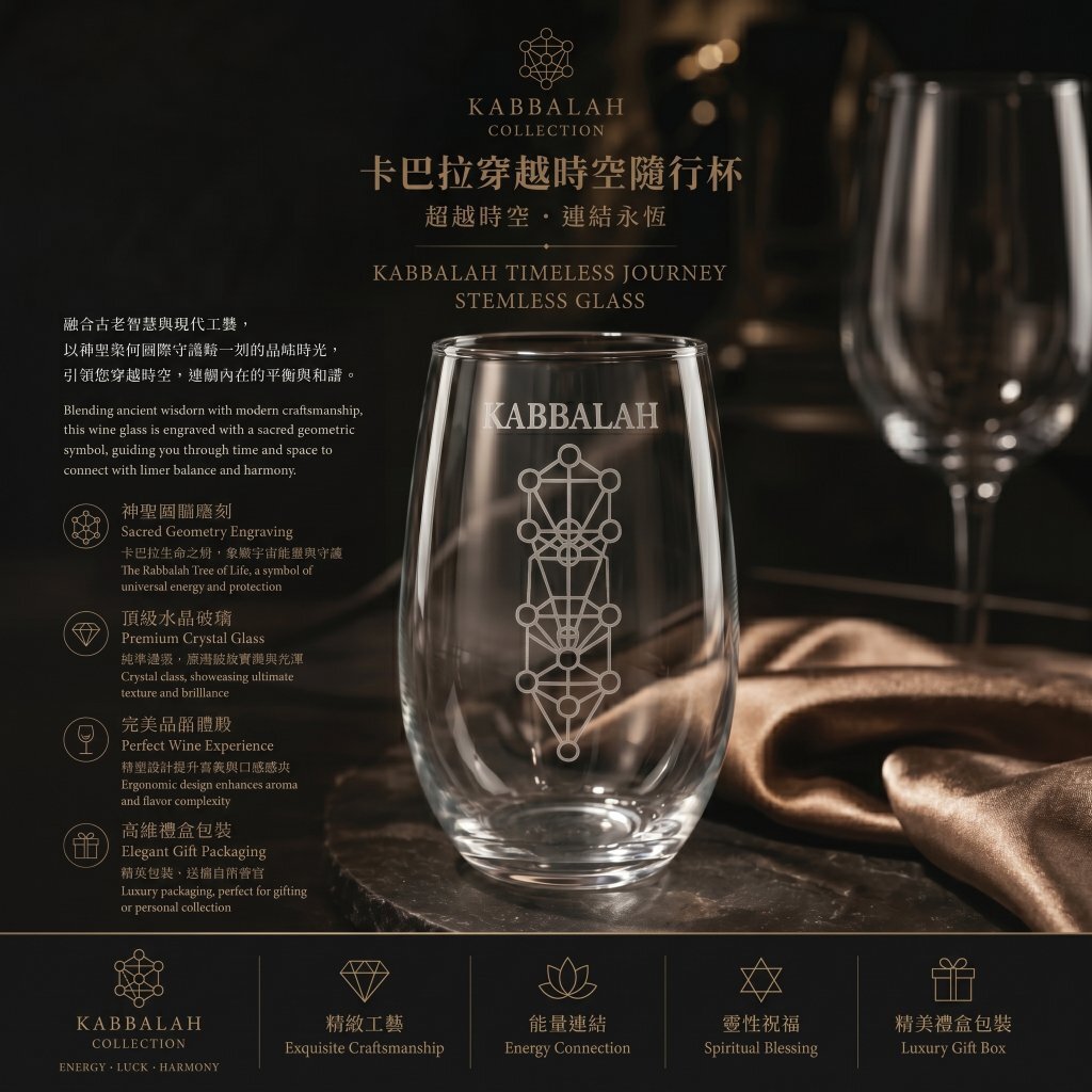 【卡巴拉】穿越時空 隨行杯・水晶無腳杯